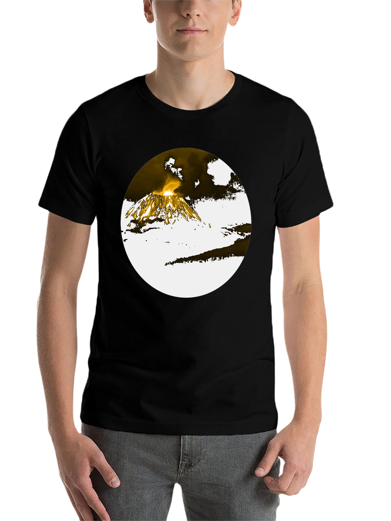 Black Volcano Graphic Tee - Black Cotton Blend view 7