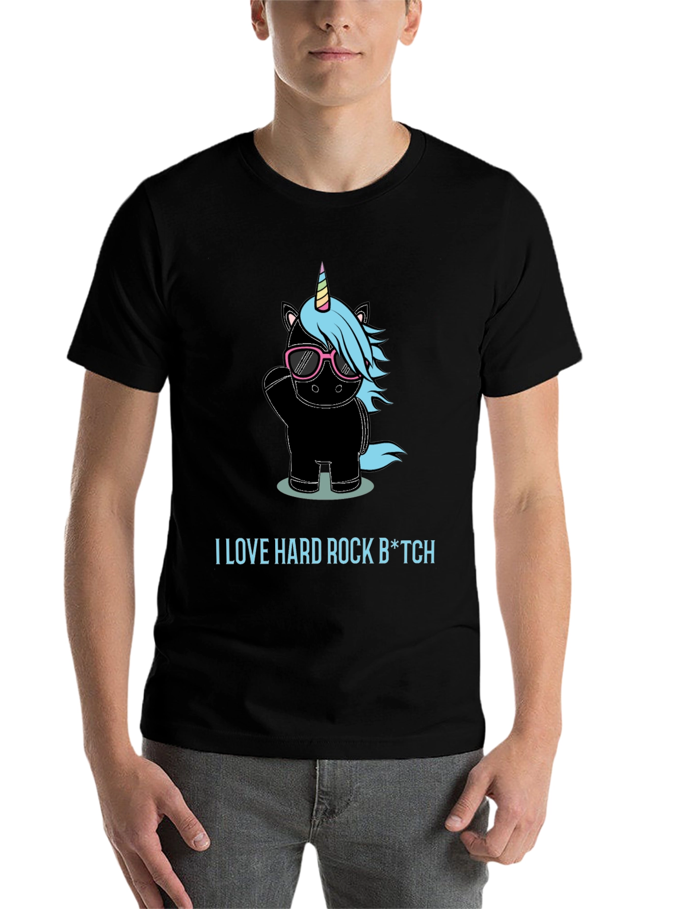 Black Hard Rock Unicorn Graphic T-Shirt view 7