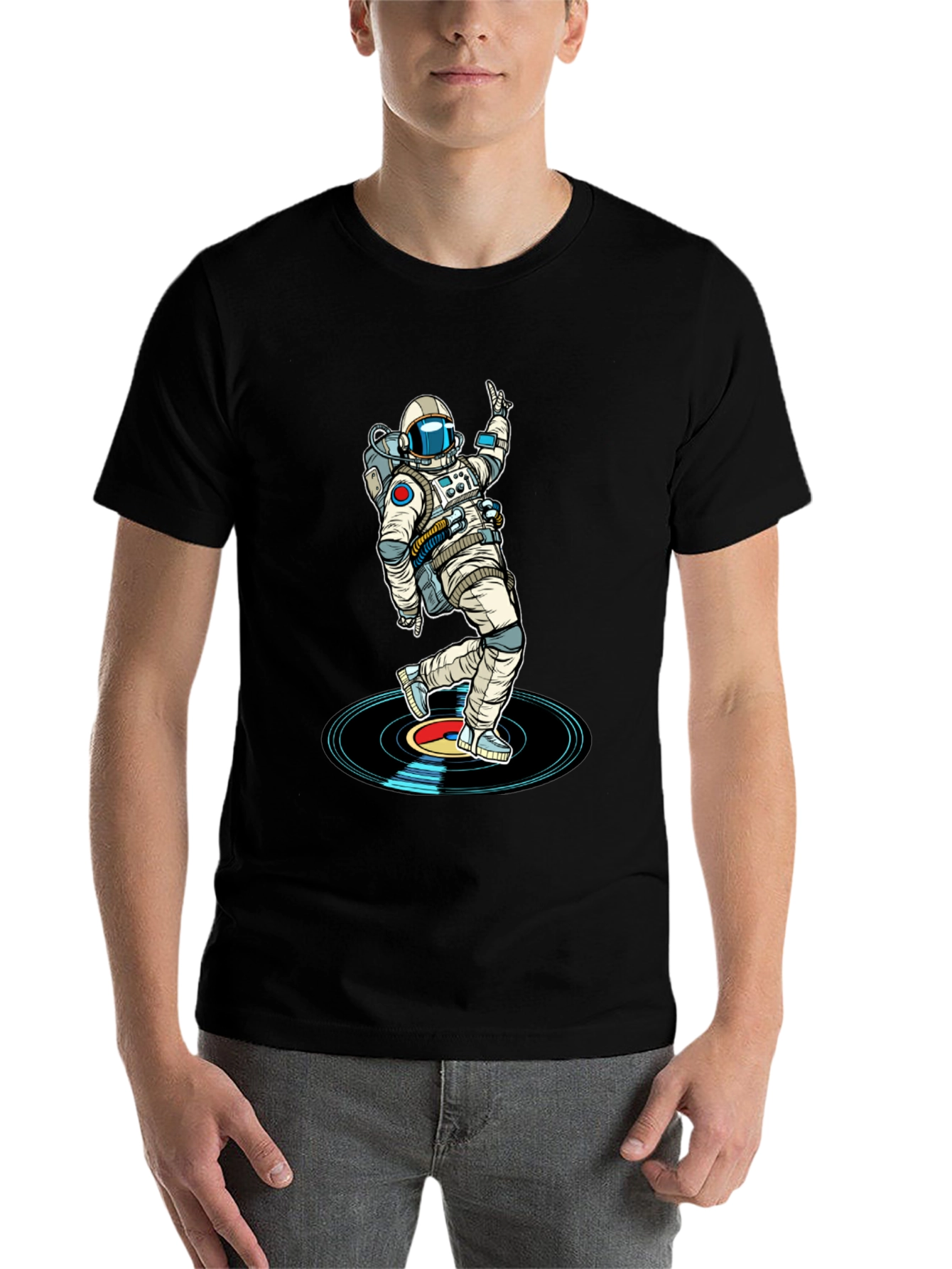 Black Astronaut DJ T-Shirt - Space Dance Music Tee view 7
