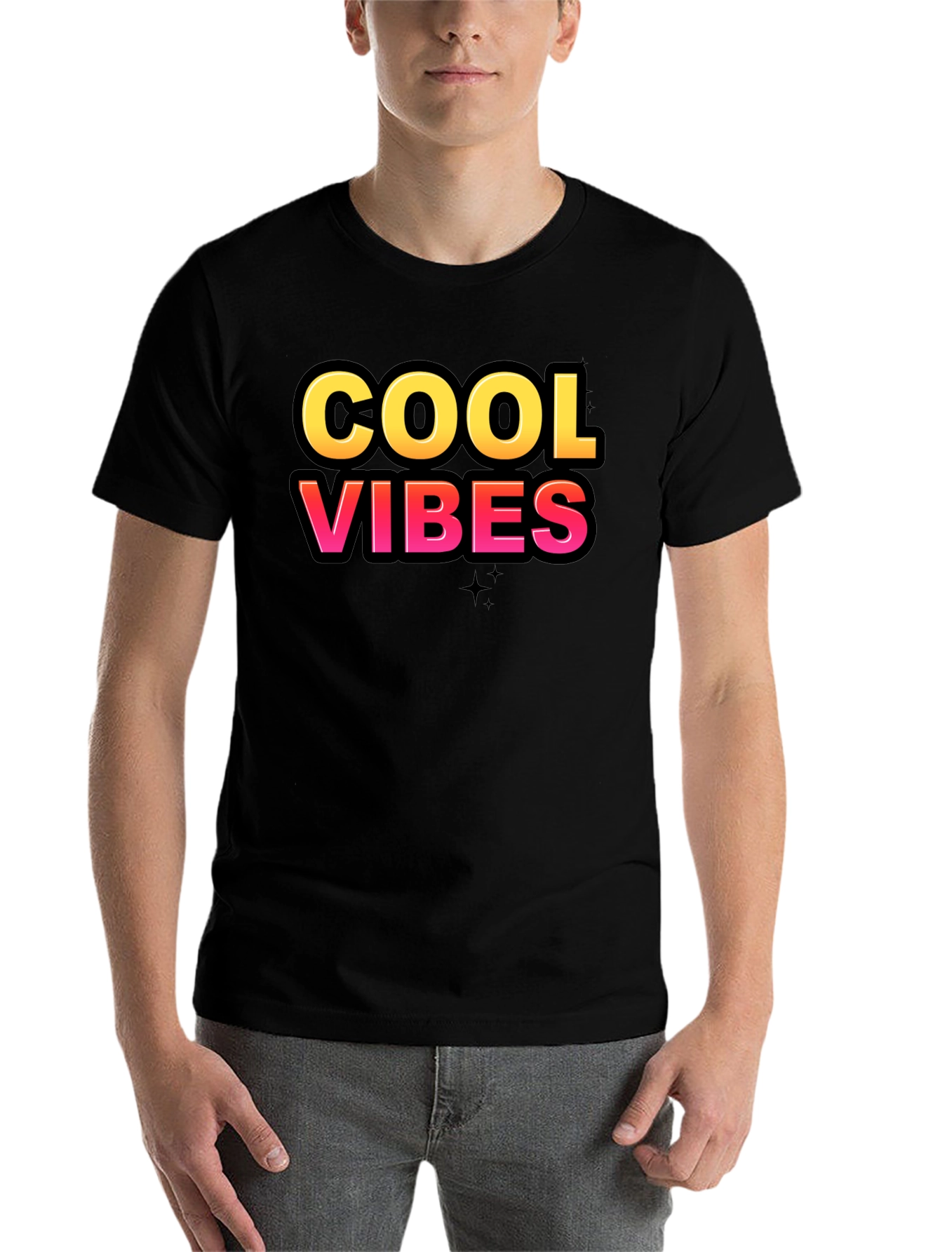 Black Cool Vibes Black Graphic Tee view 7
