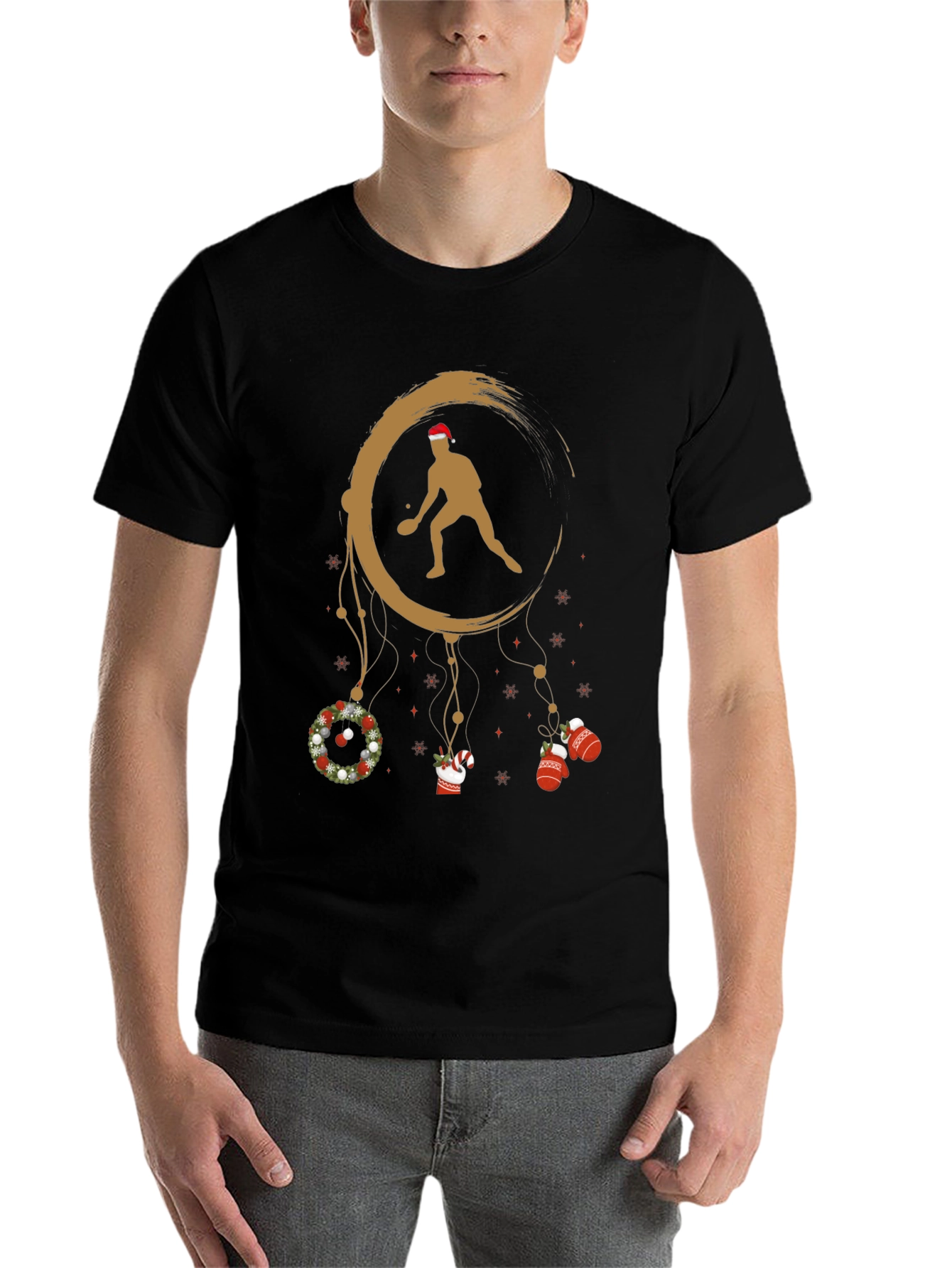 Black Holiday Table Tennis Dreamcatcher Graphic Tee view 7