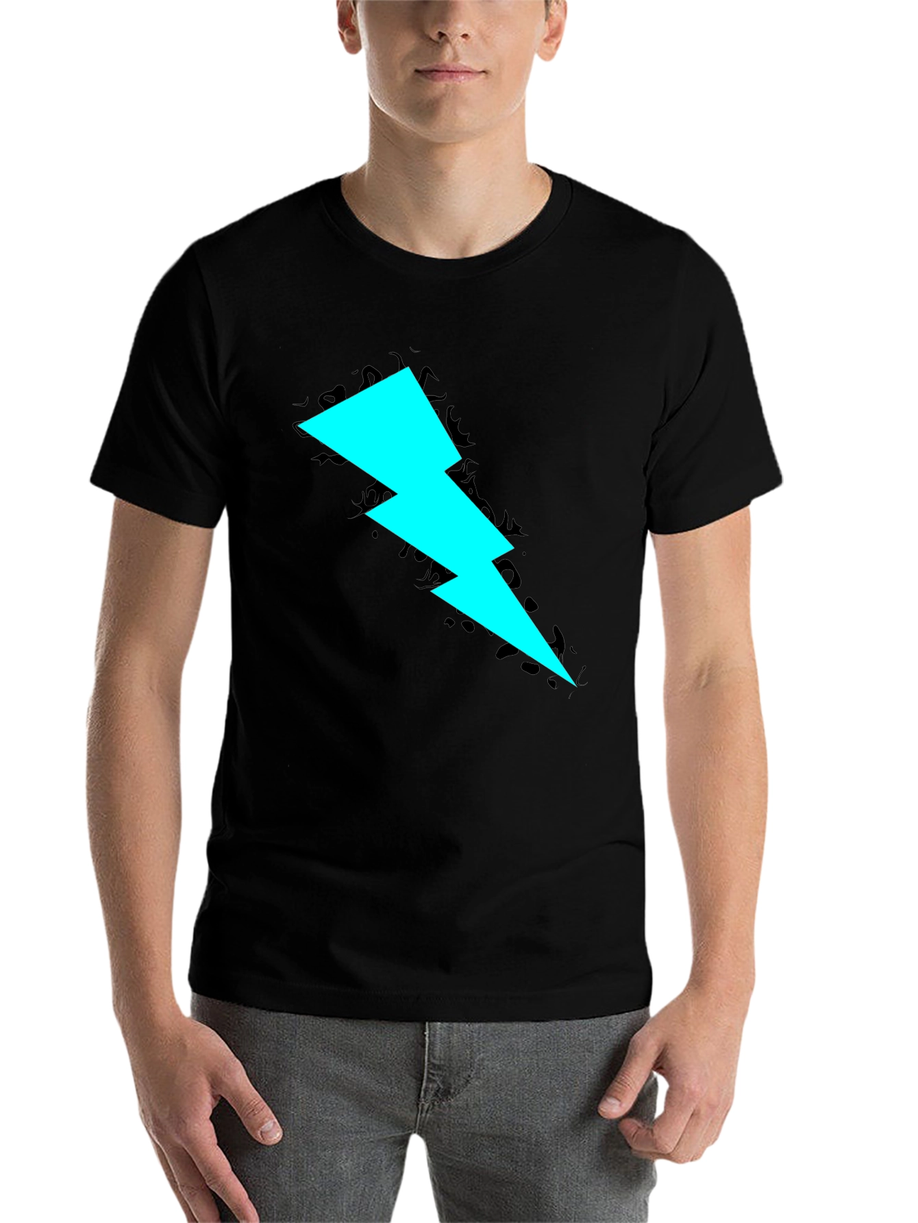 Black Bold Lightning Bolt Graphic Black Tee view 7