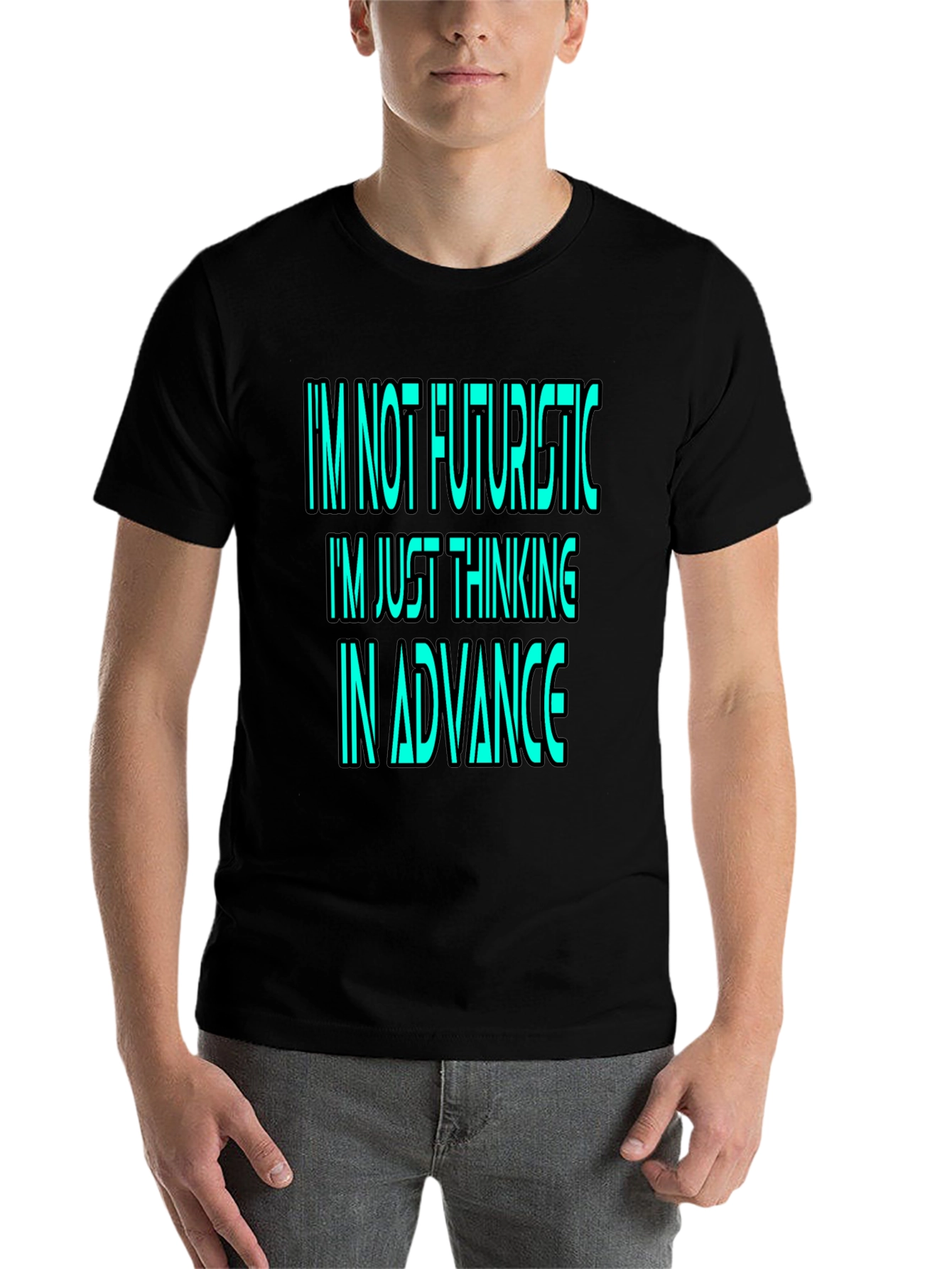 Black Futuristic Thinking Graphic Tee view 7