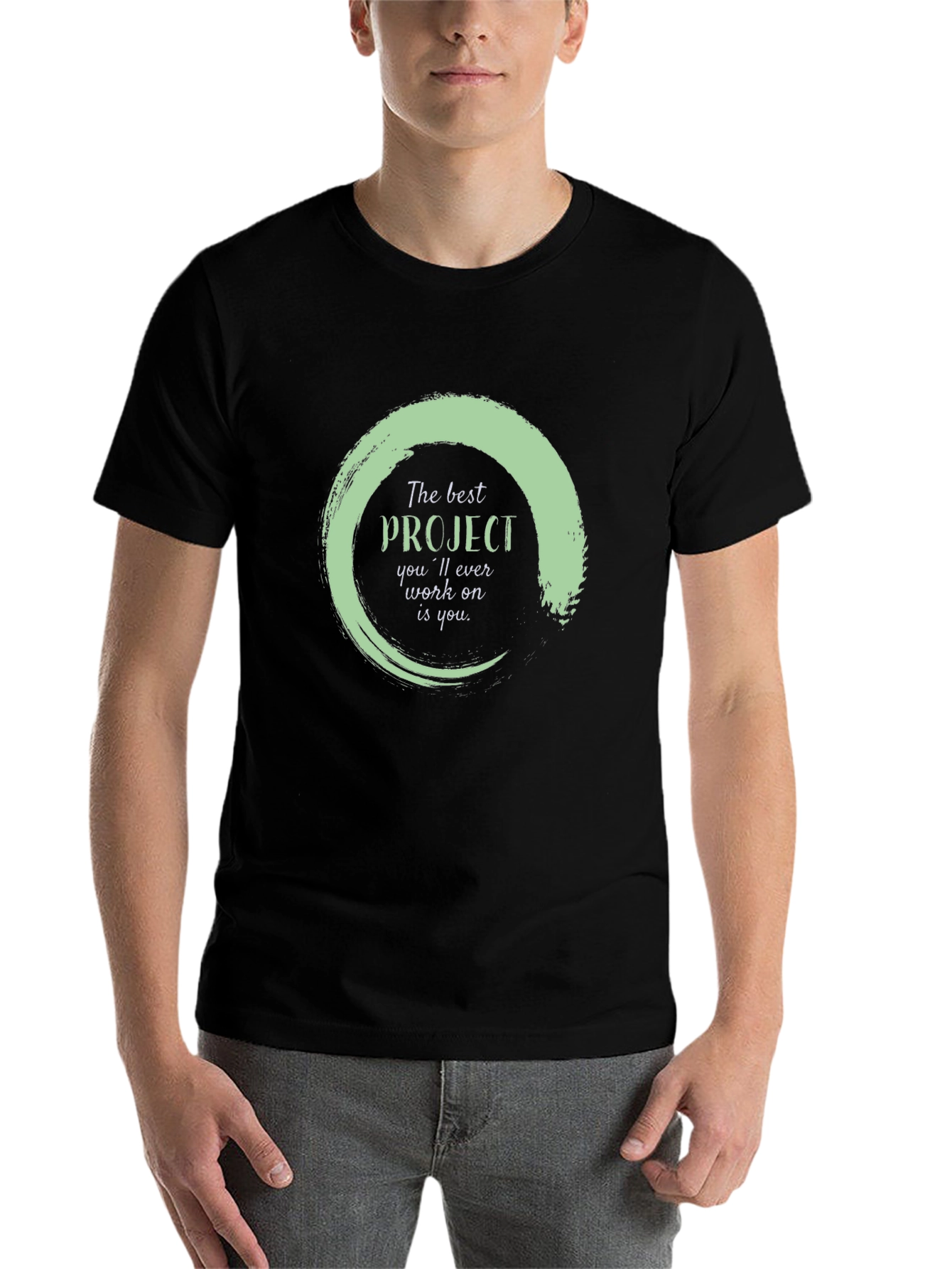 Black Inspirational Project T-Shirt - Self Improvement Apparel view 7