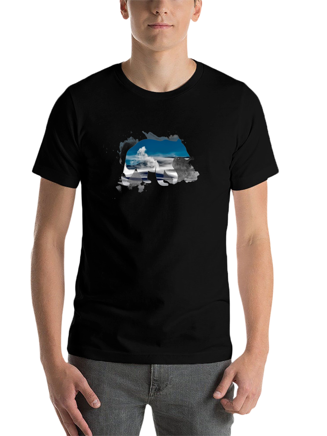 Black Bear Silhouette Landscape Graphic Tee view 7