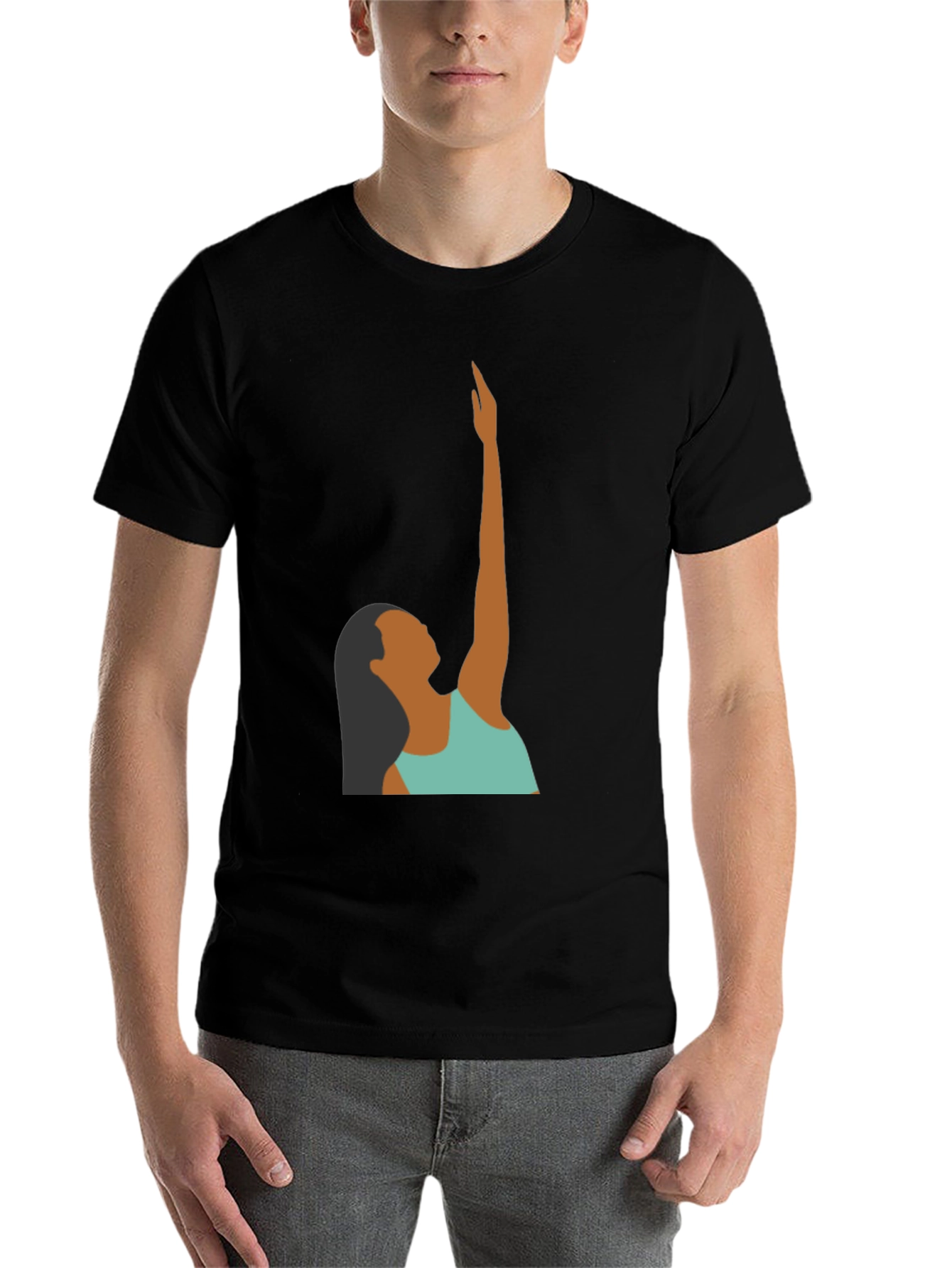 Woman Reaching Graphic Tee - Black - 7