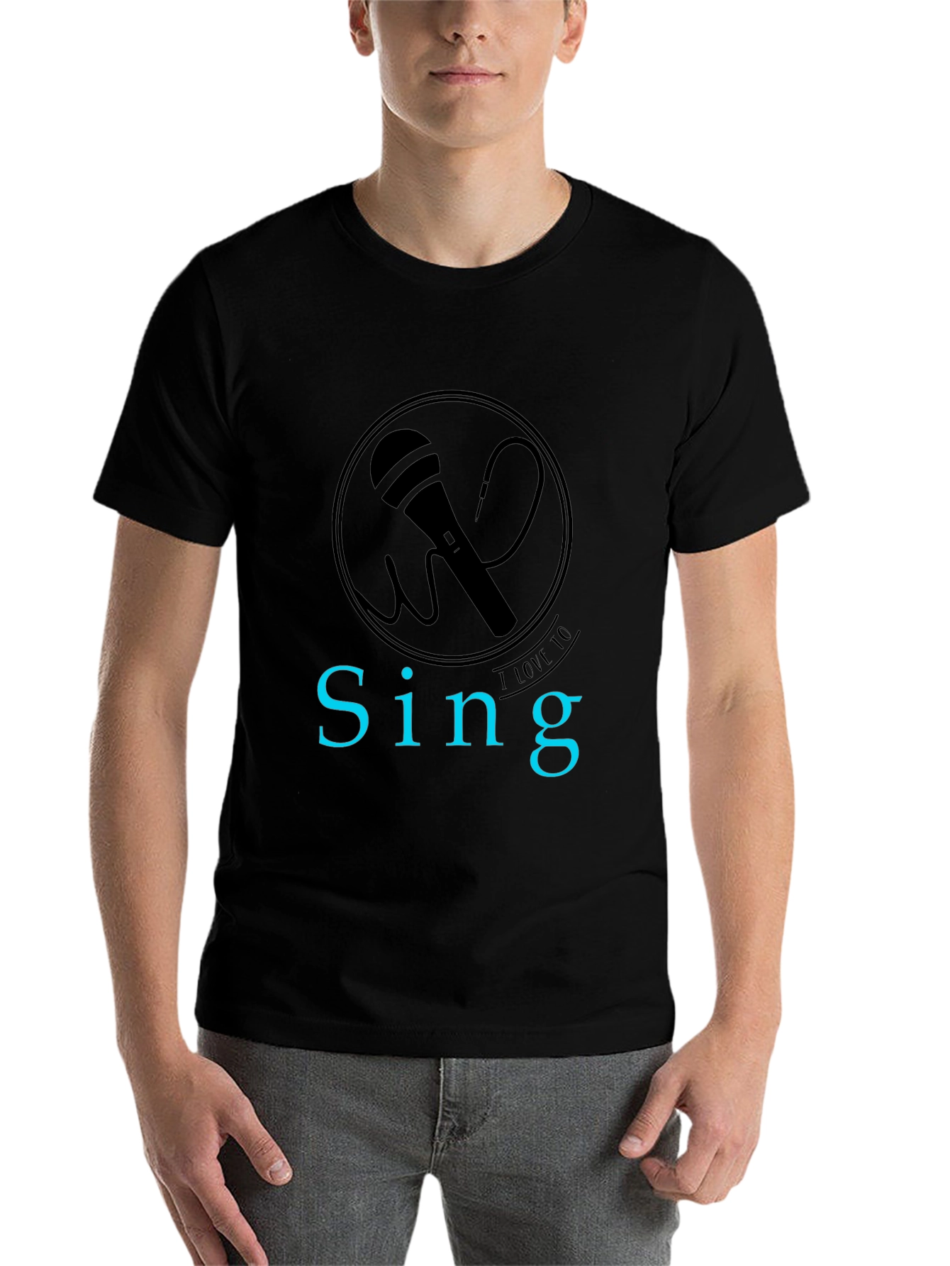 Black Sing Microphone Graphic Tee view 7