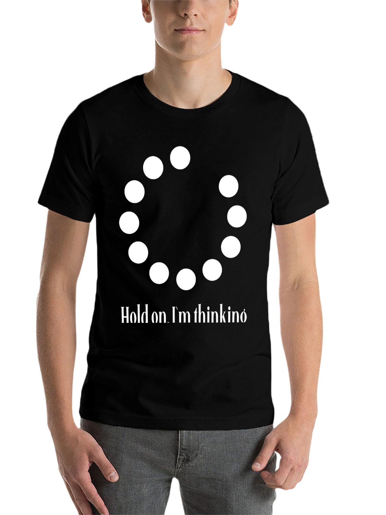 Black Hold On I'm Thinking T-Shirt - Funny Graphic Tee view 7
