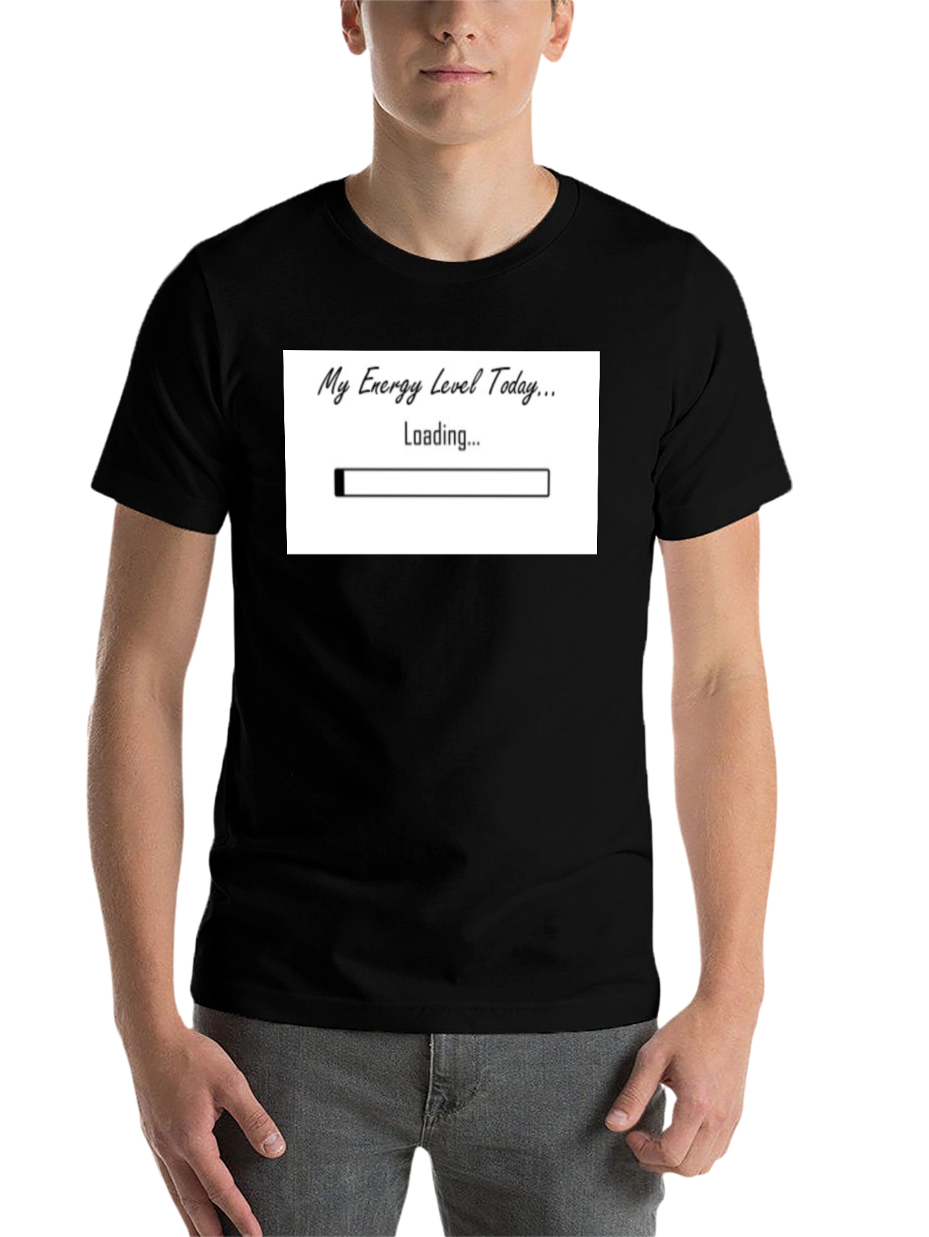 Black My Energy Level Today Loading Funny T-Shirt view 7