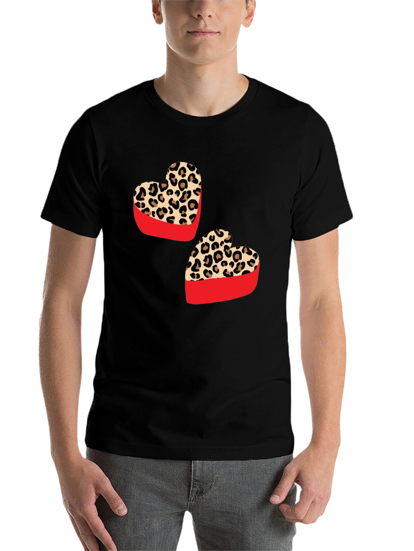 Black Leopard Heart Graphic Tee - Stylish Valentine's Day Shirt view 7