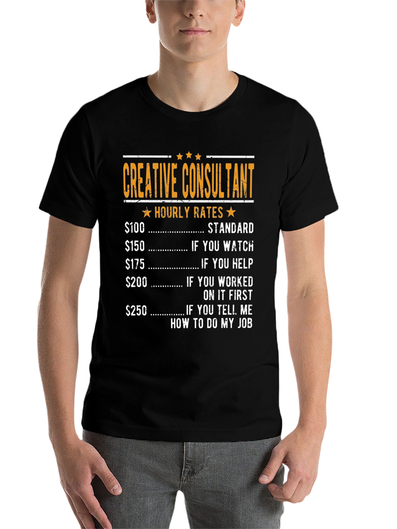Black Creative Consultant Hourly Rates Graphic T-Shirt view 7