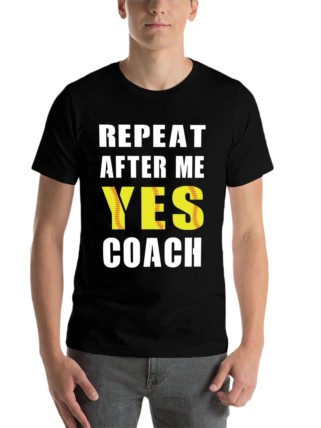 Black Repeat After Me Yes Coach T-Shirt view 7