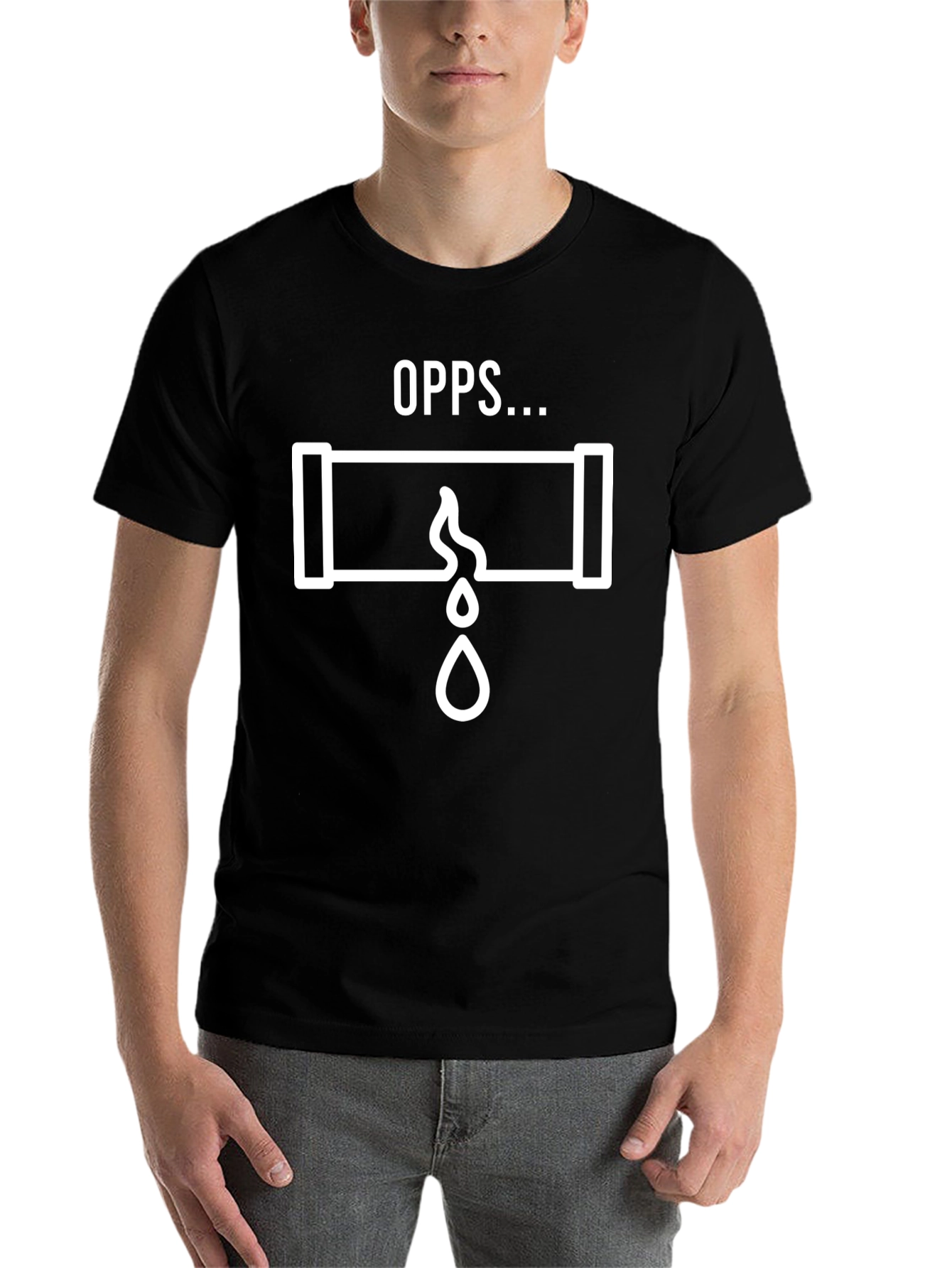 Black Oops Leaky Pipe Graphic T-Shirt view 7