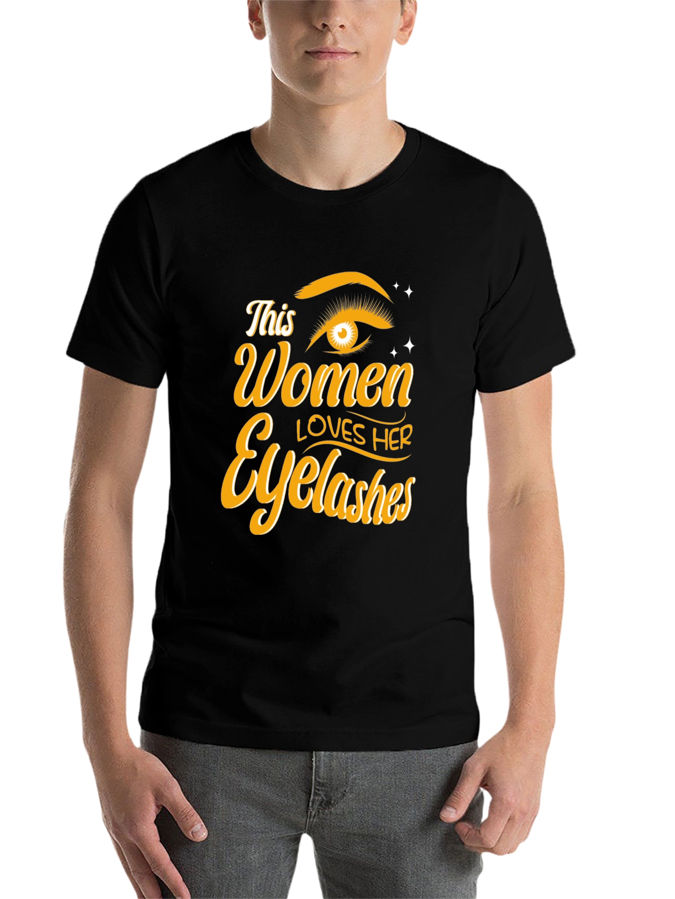 Black Women Loves Her Eyelashes Black T-Shirt view 7