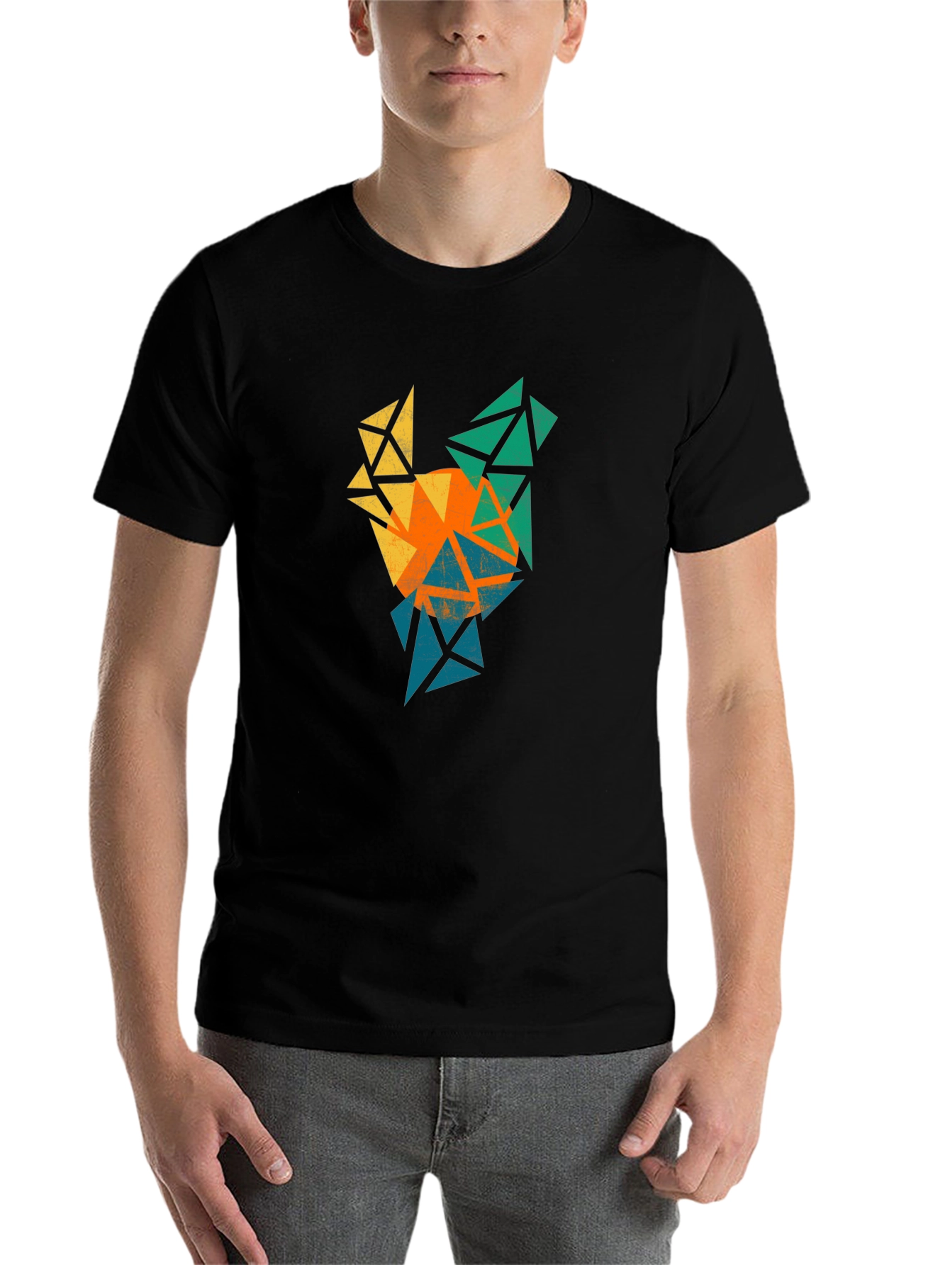 Black Geometric Rooster Graphic Tee - Bold & Unique Design view 7
