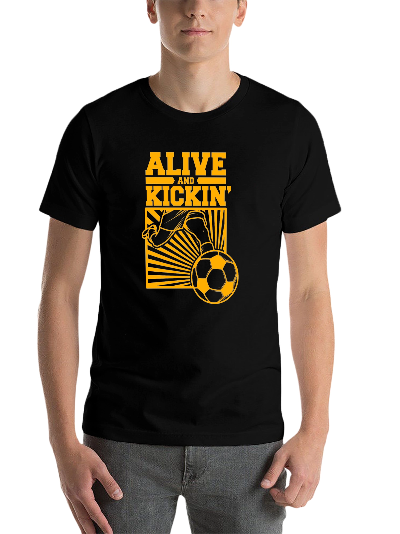 Black Alive and Kickin' Soccer Graphic Tee - Black view 7