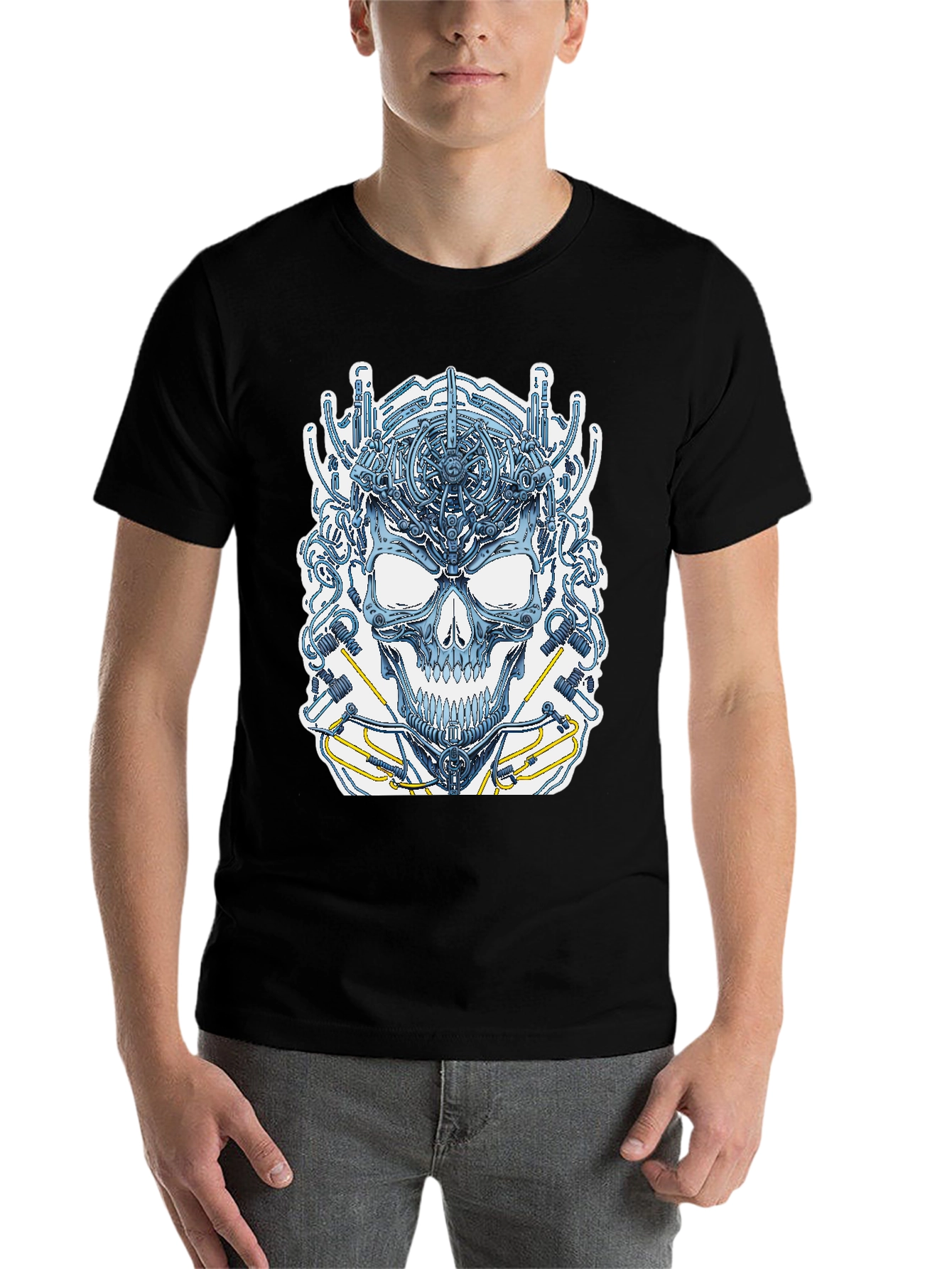Black Cyber Skull T-Shirt view 7