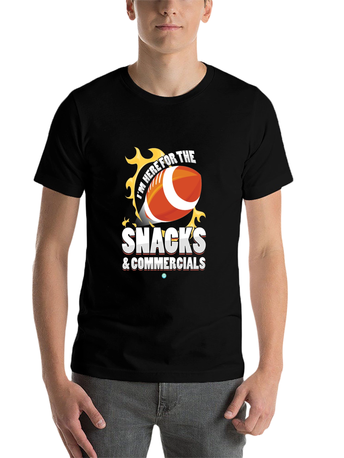 Black Snacks & Commercials Football T-Shirt view 7