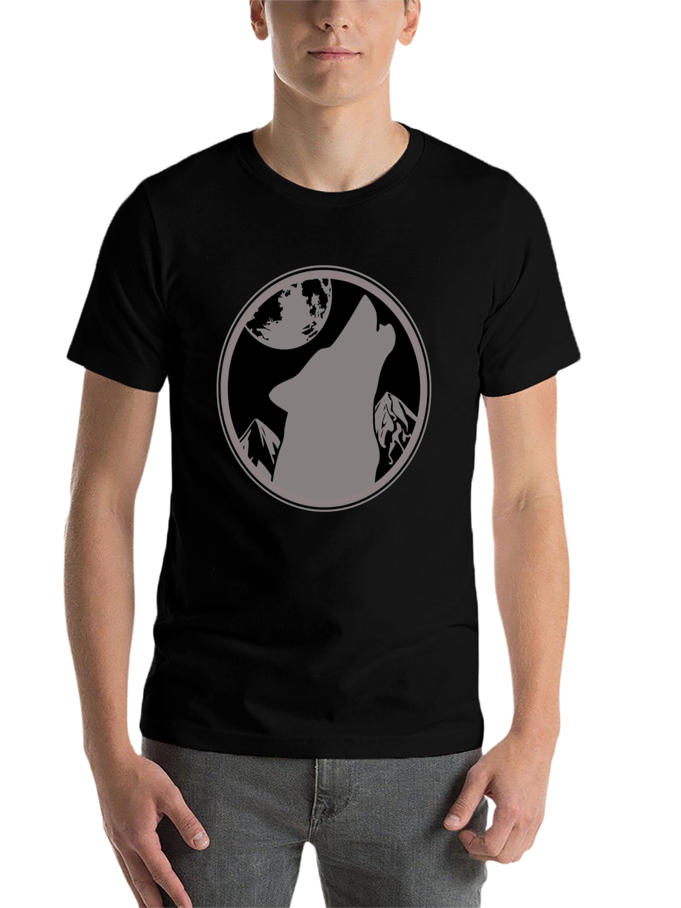 Black Wolf Moon Graphic T-Shirt - Black view 7