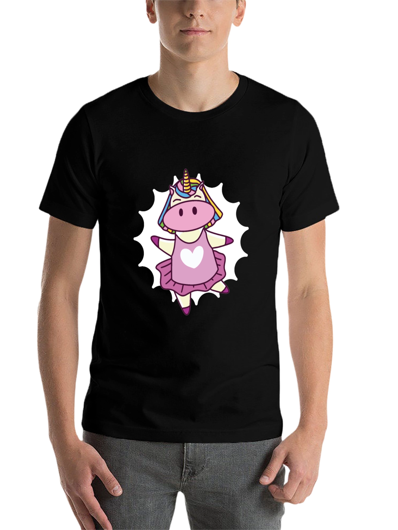Black Unicorn Dancer Graphic T-Shirt - Cute Cartoon Tee view 7