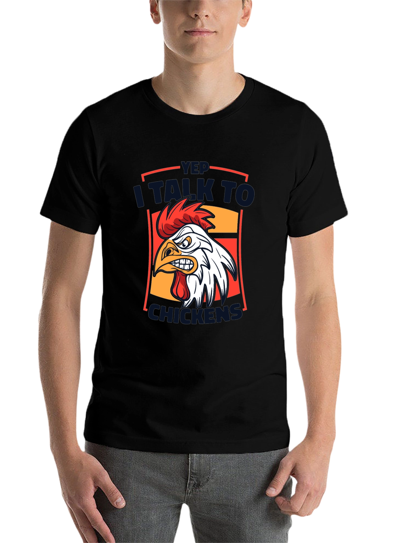 Black Funny Chicken T-Shirt - I Talk to Chickens Graphic Tee view 7