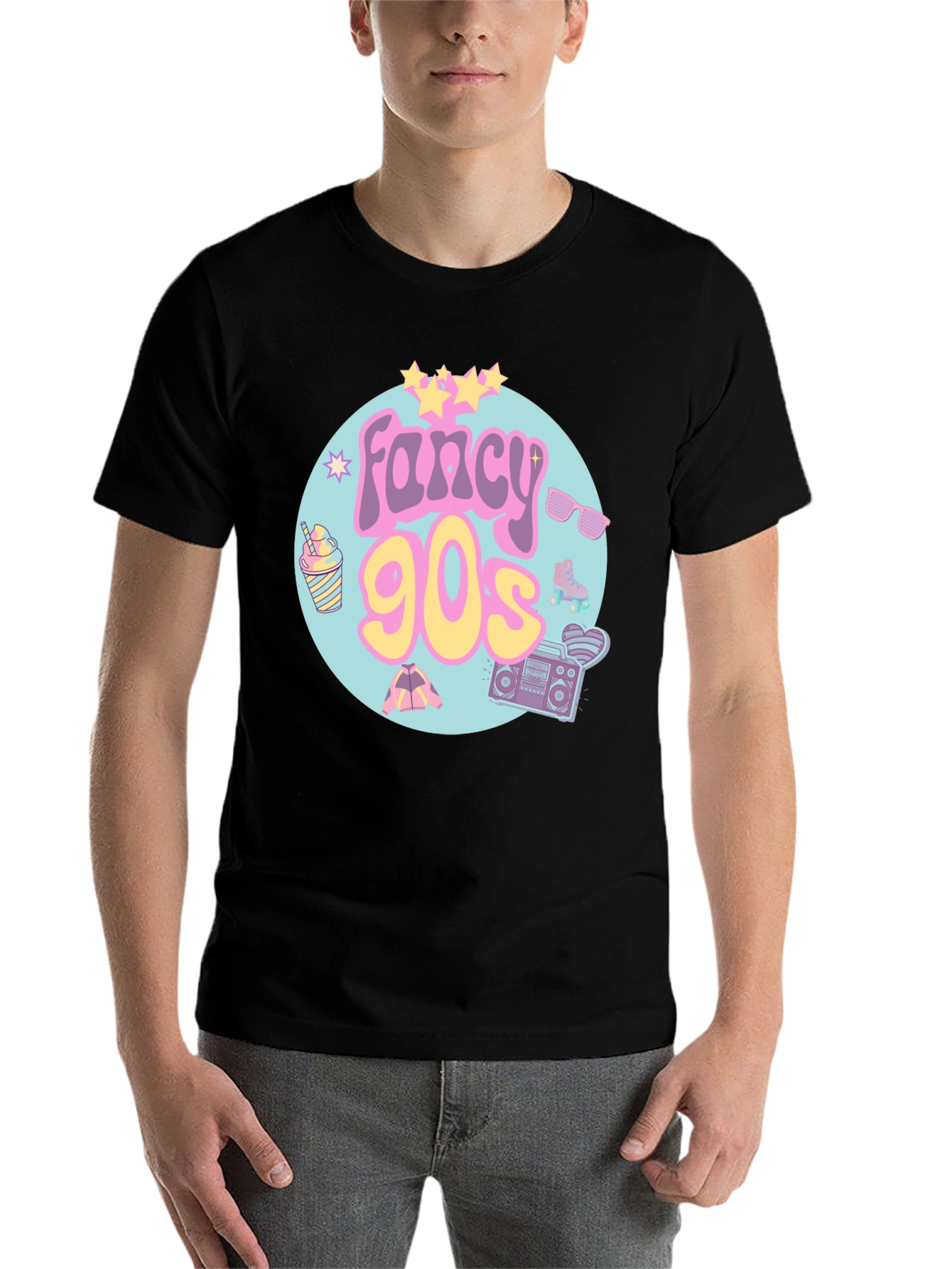 Black Fancy 90s Graphic Tee - Retro Style view 7