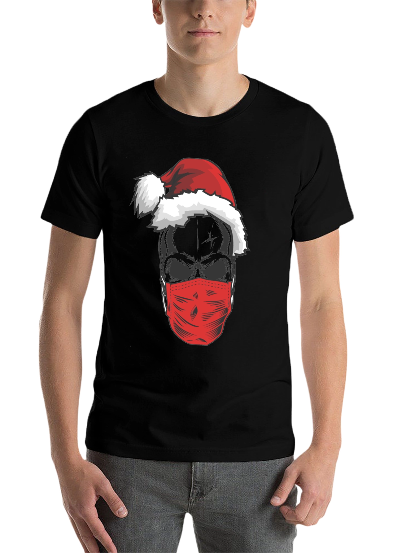 Black Skull Santa Mask T-Shirt view 7