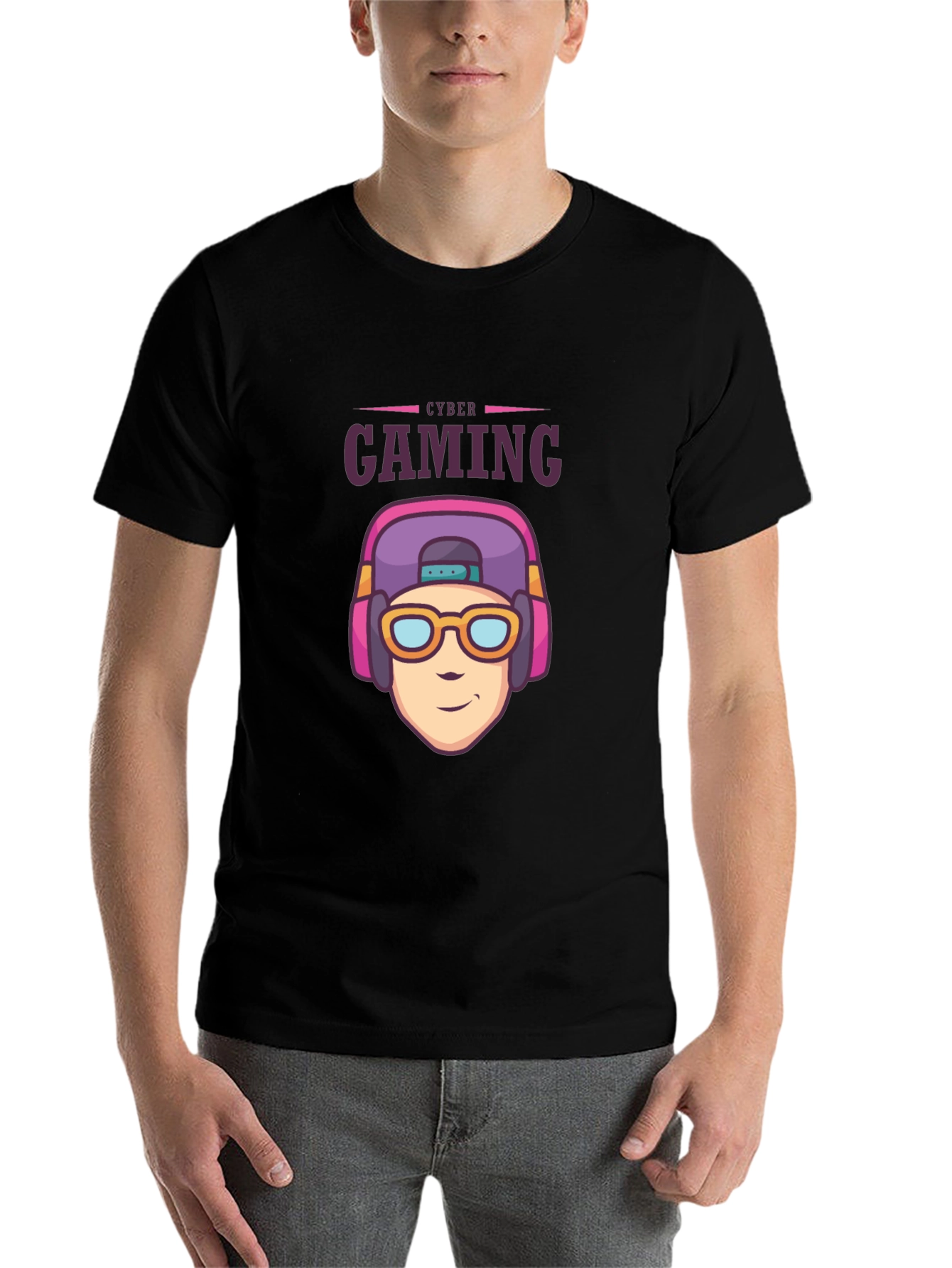 Black Cyber Gaming Black T-Shirt - Gamer Style view 7