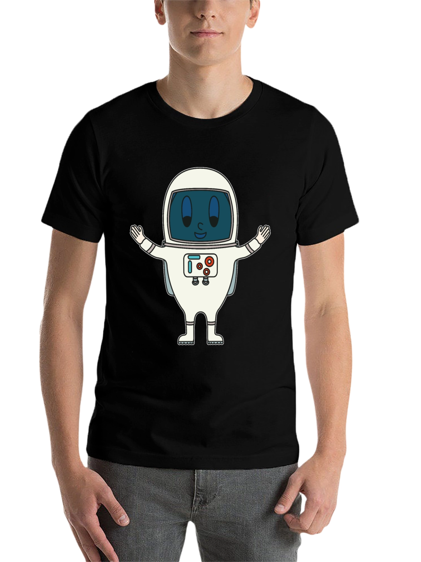 Black Astronaut Graphic Print T-Shirt - Fun Spaceman Design view 7