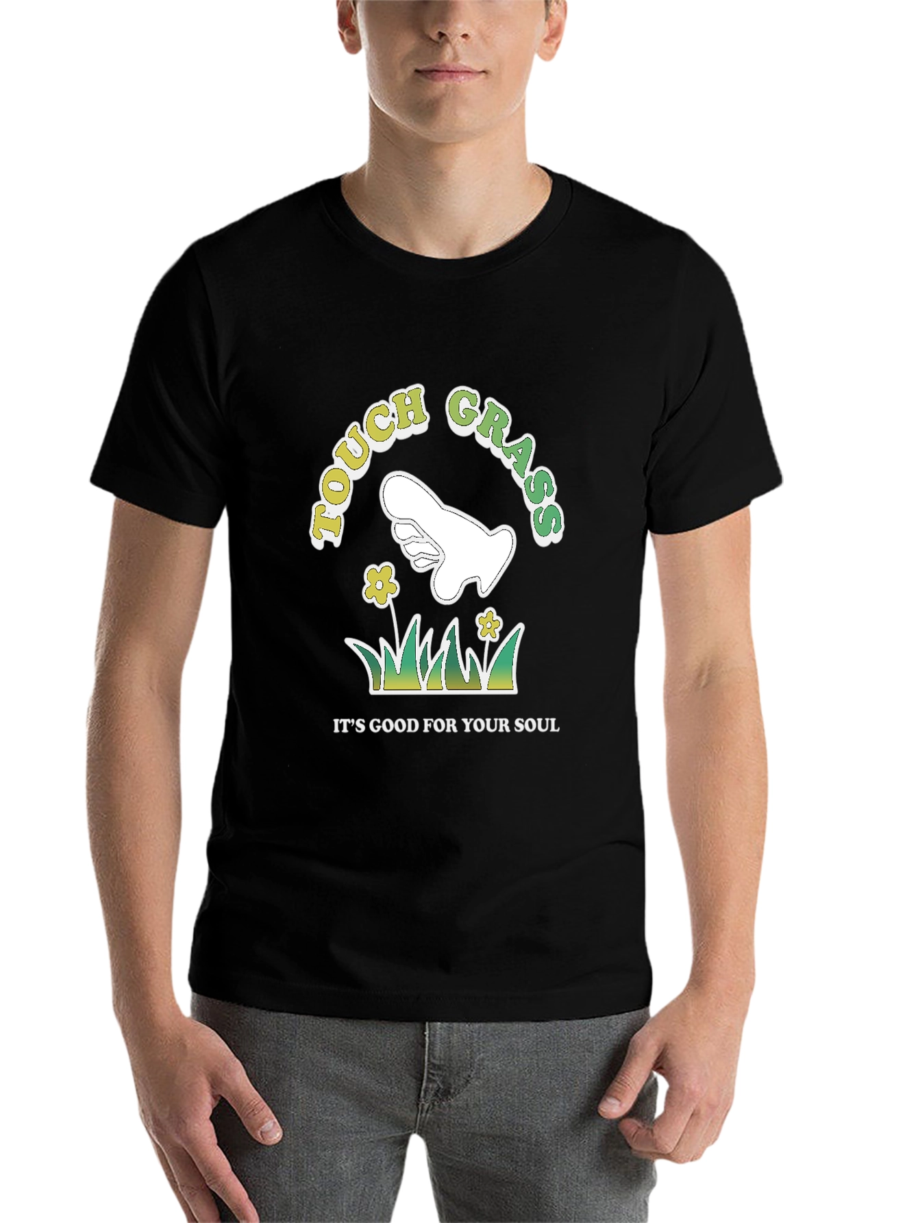 Black Touch Grass T-Shirt, Good For Your Soul Graphic Tee view 7