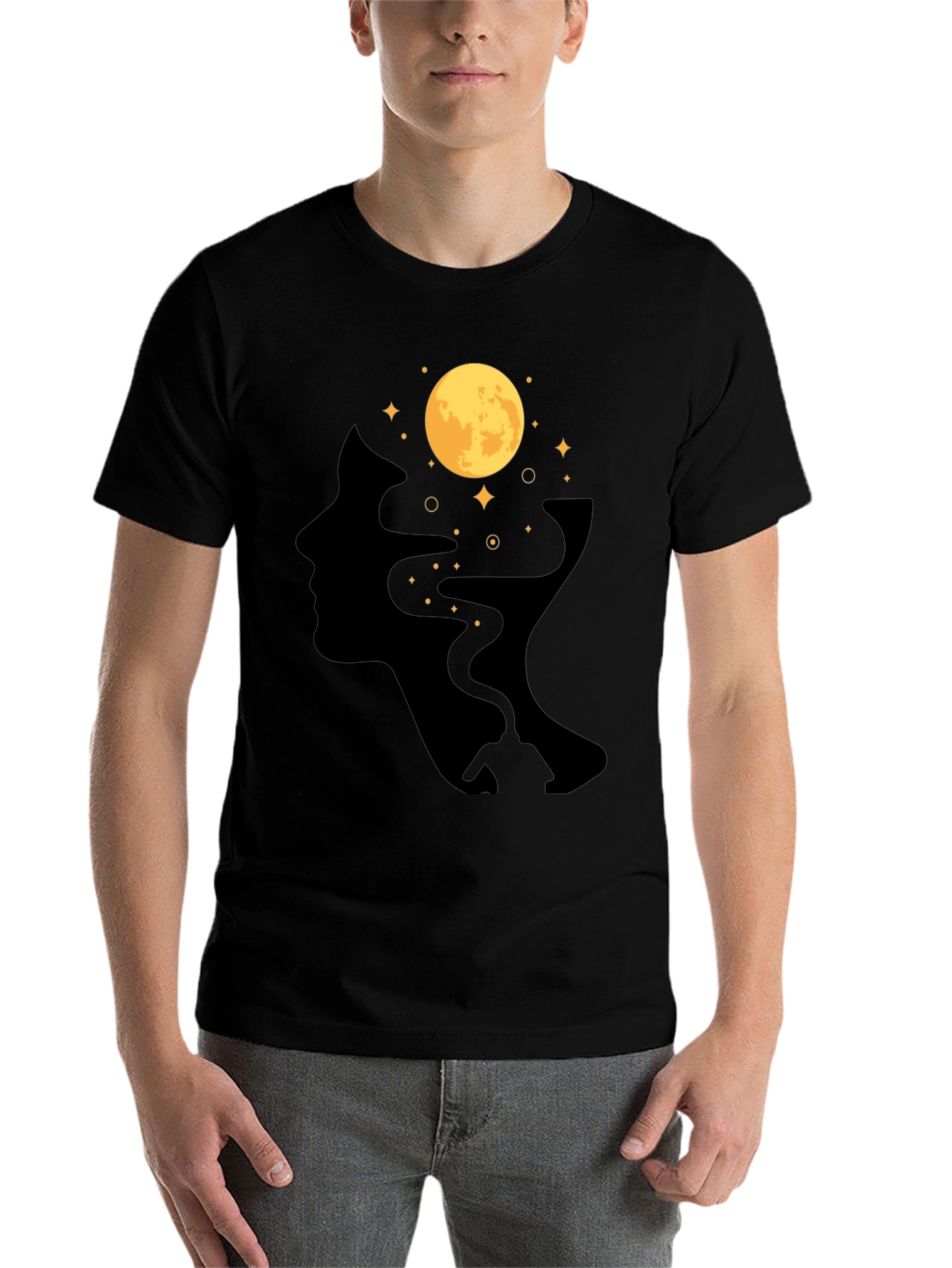 Black Moonlit Mind T-Shirt - Black Graphic Tee view 7