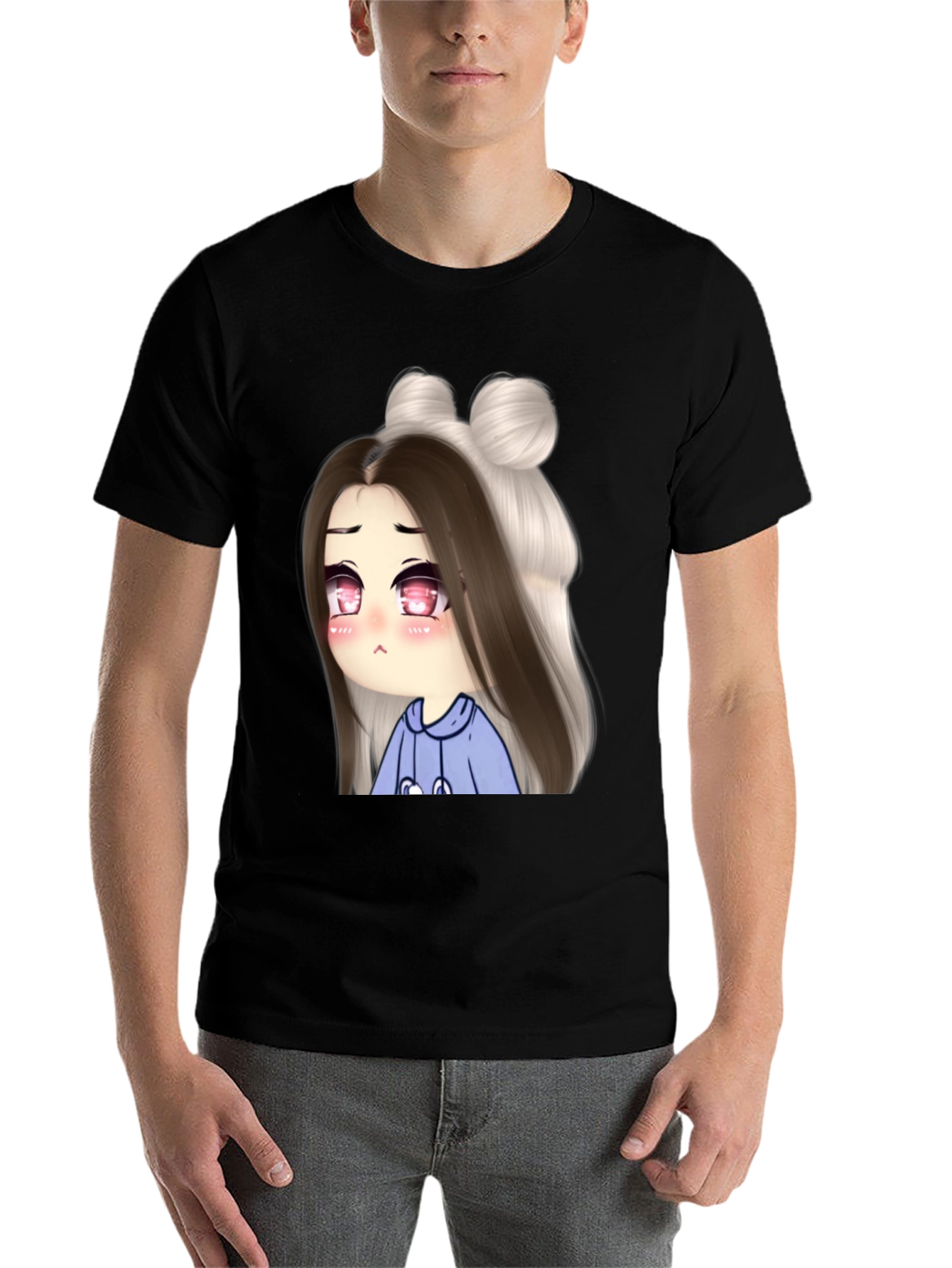 Black Anime Girl Graphic Tee - Unique Design view 7