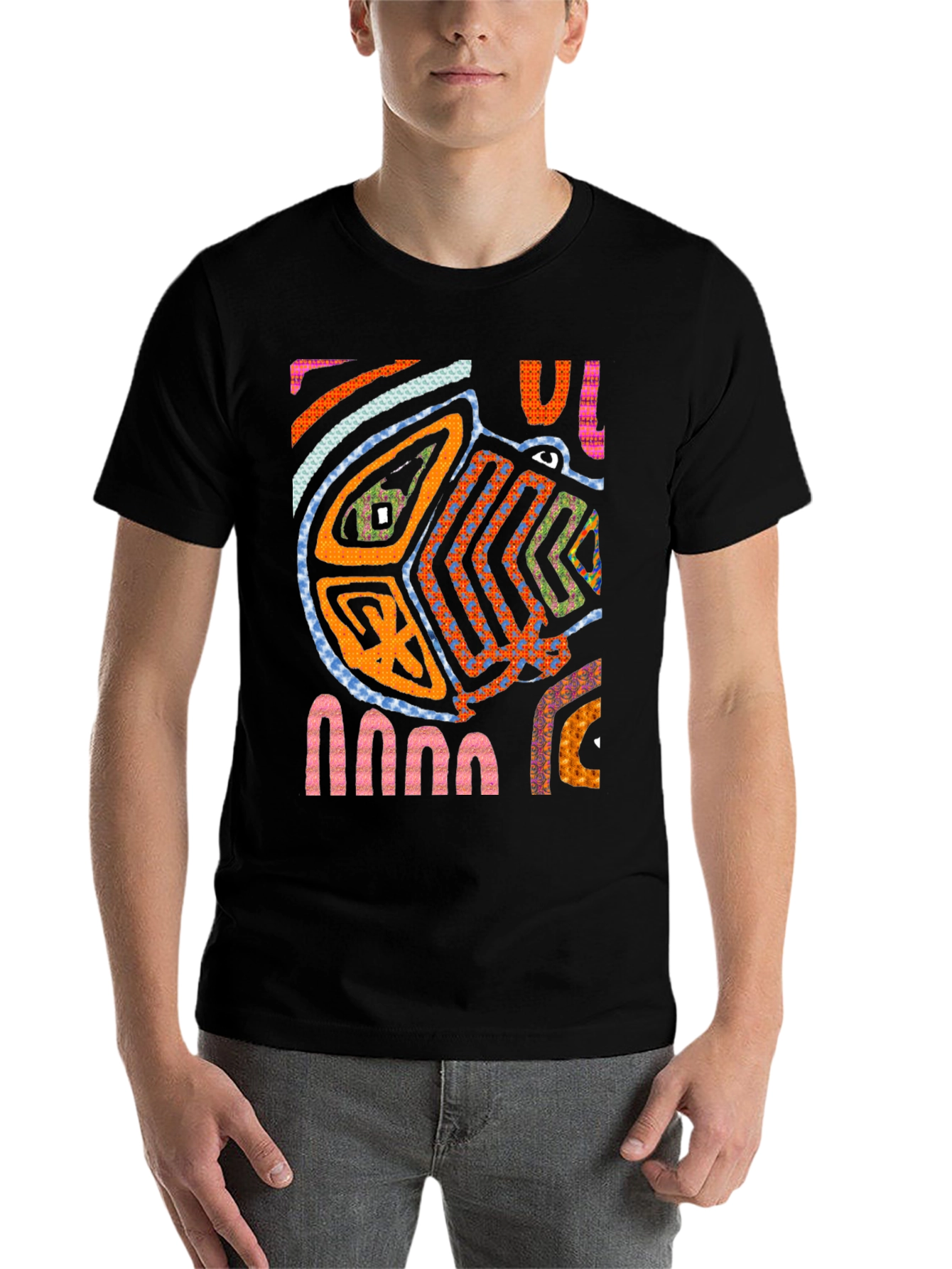 Black Abstract Art Tee - Unique Graphic Print T-Shirt view 7