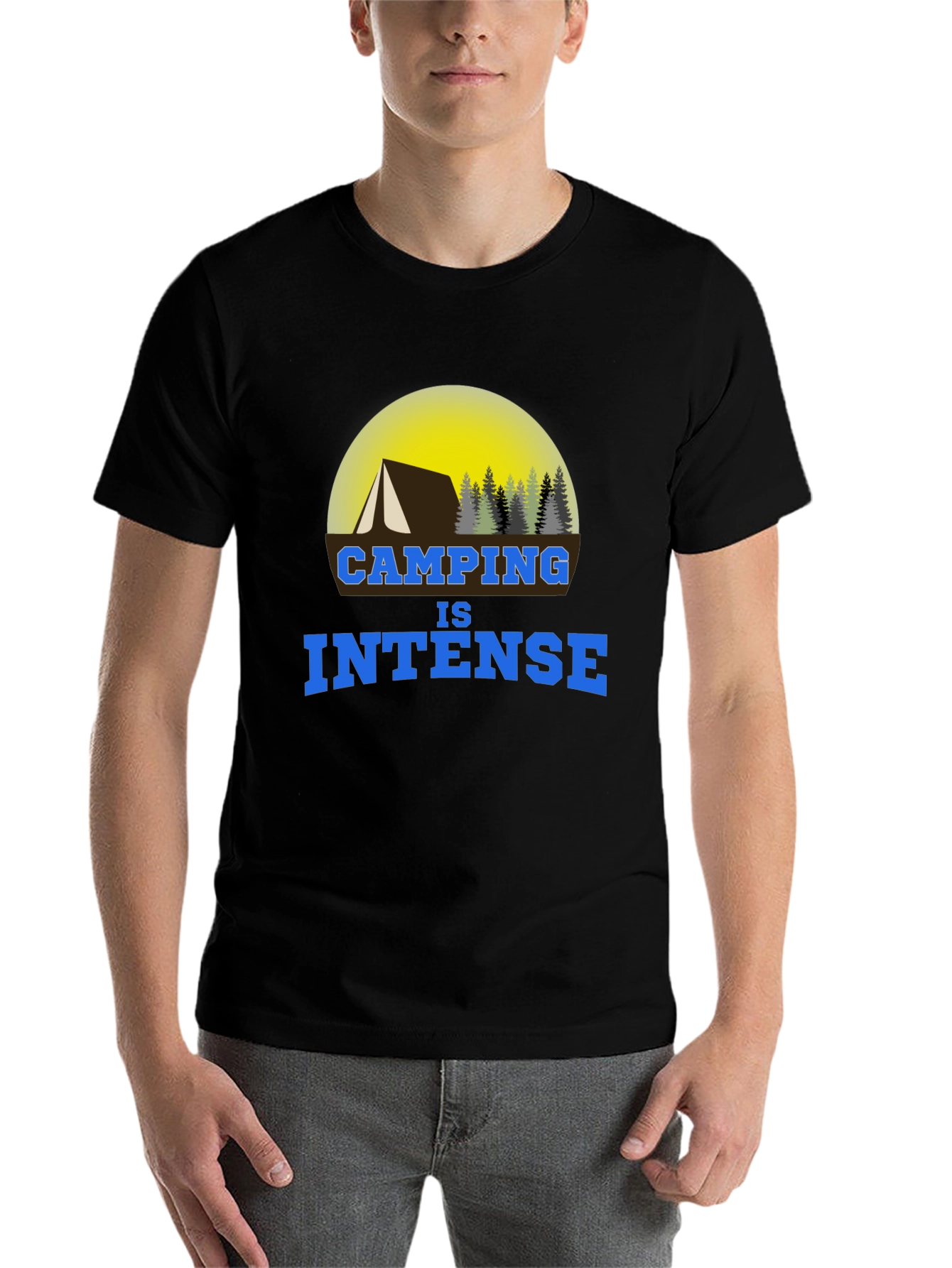 Black Camping is Intense Graphic T-Shirt view 7