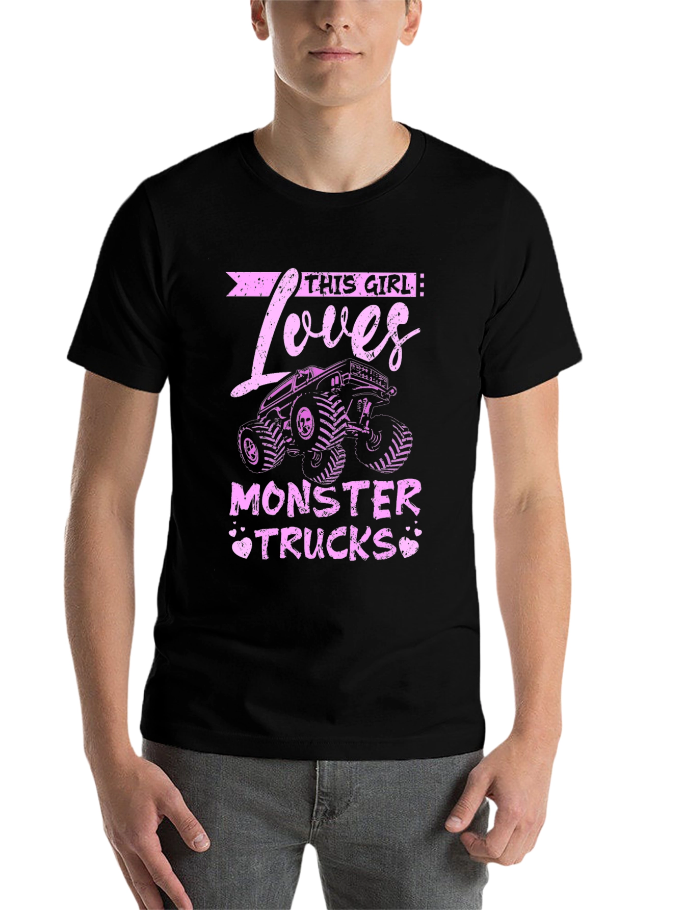 Black This Girl Loves Monster Trucks Black T-Shirt view 7