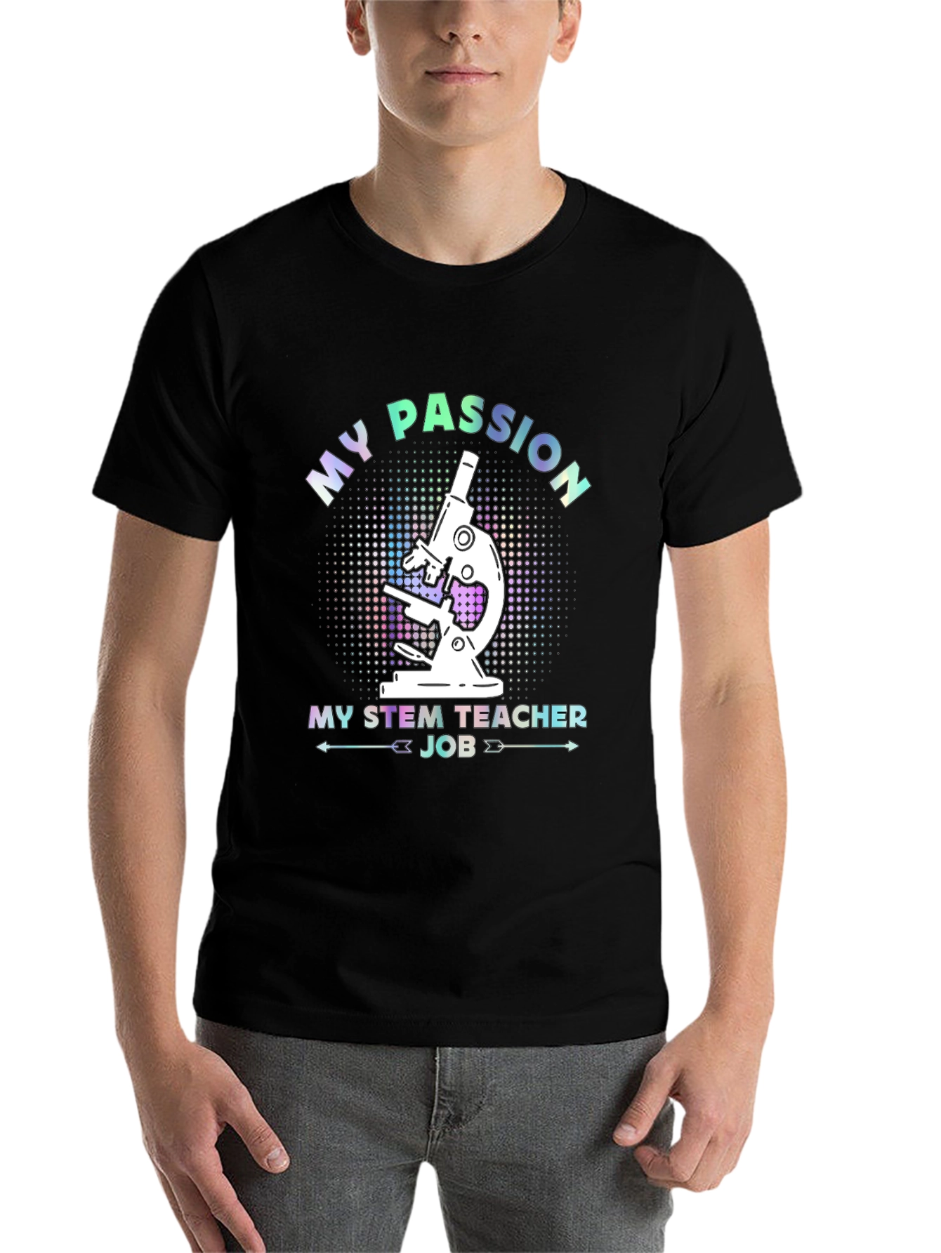 Black STEM Teacher Passion T-Shirt view 7