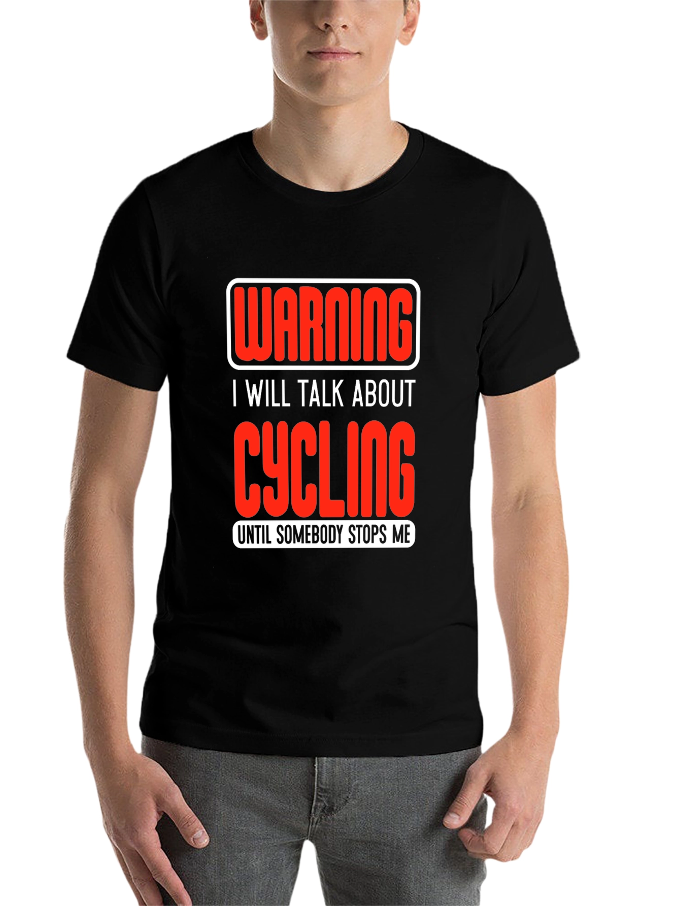 Black Cycling Enthusiast T-Shirt - Warning I Will Talk About Cycling view 7