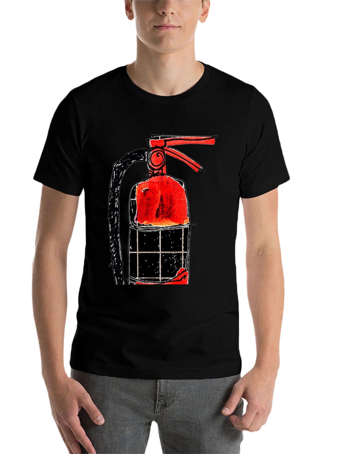 Black Fire Extinguisher Graphic Tee - Novelty Print view 7