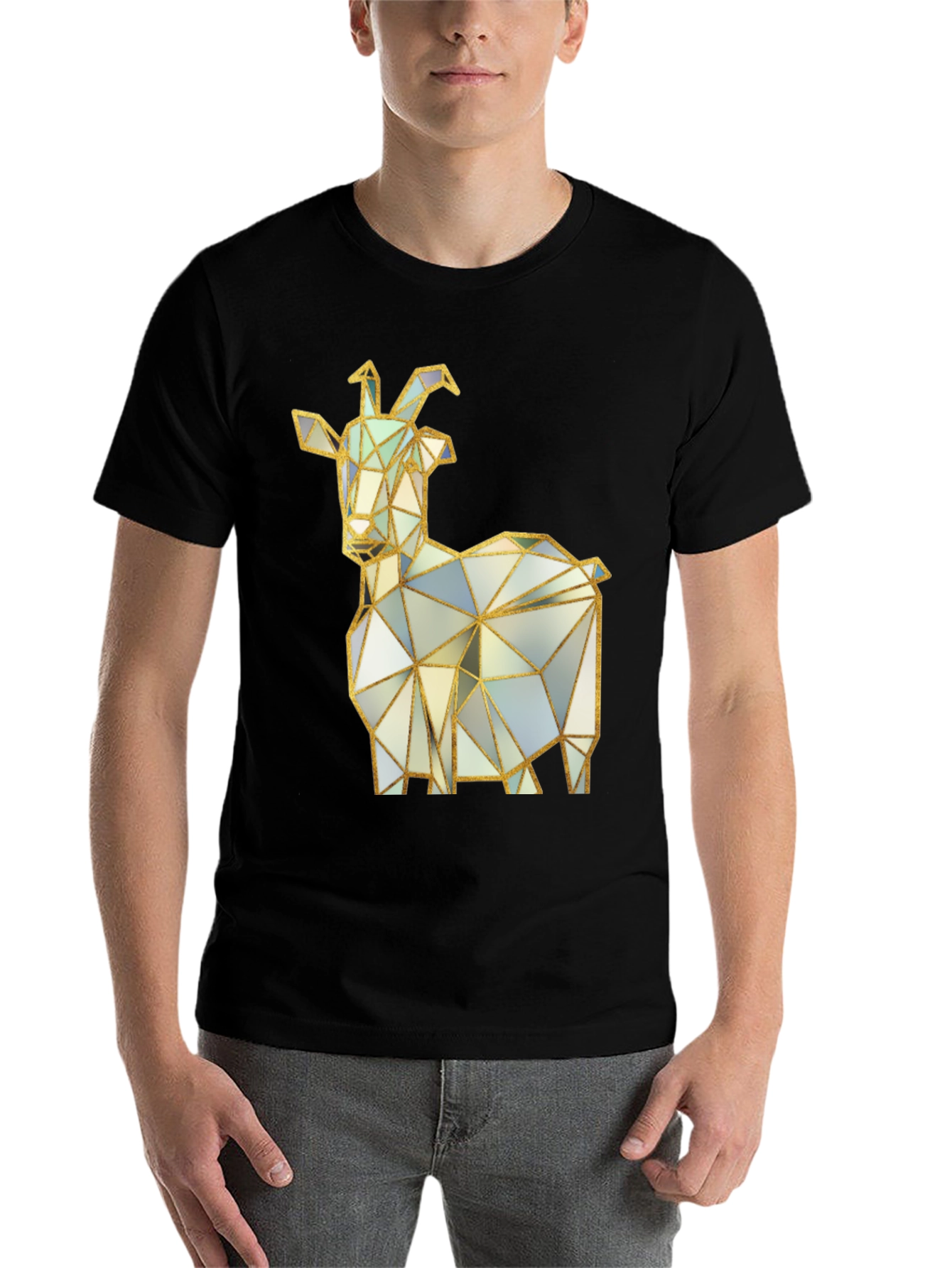 Black Geometric Goat T-Shirt - Black view 7