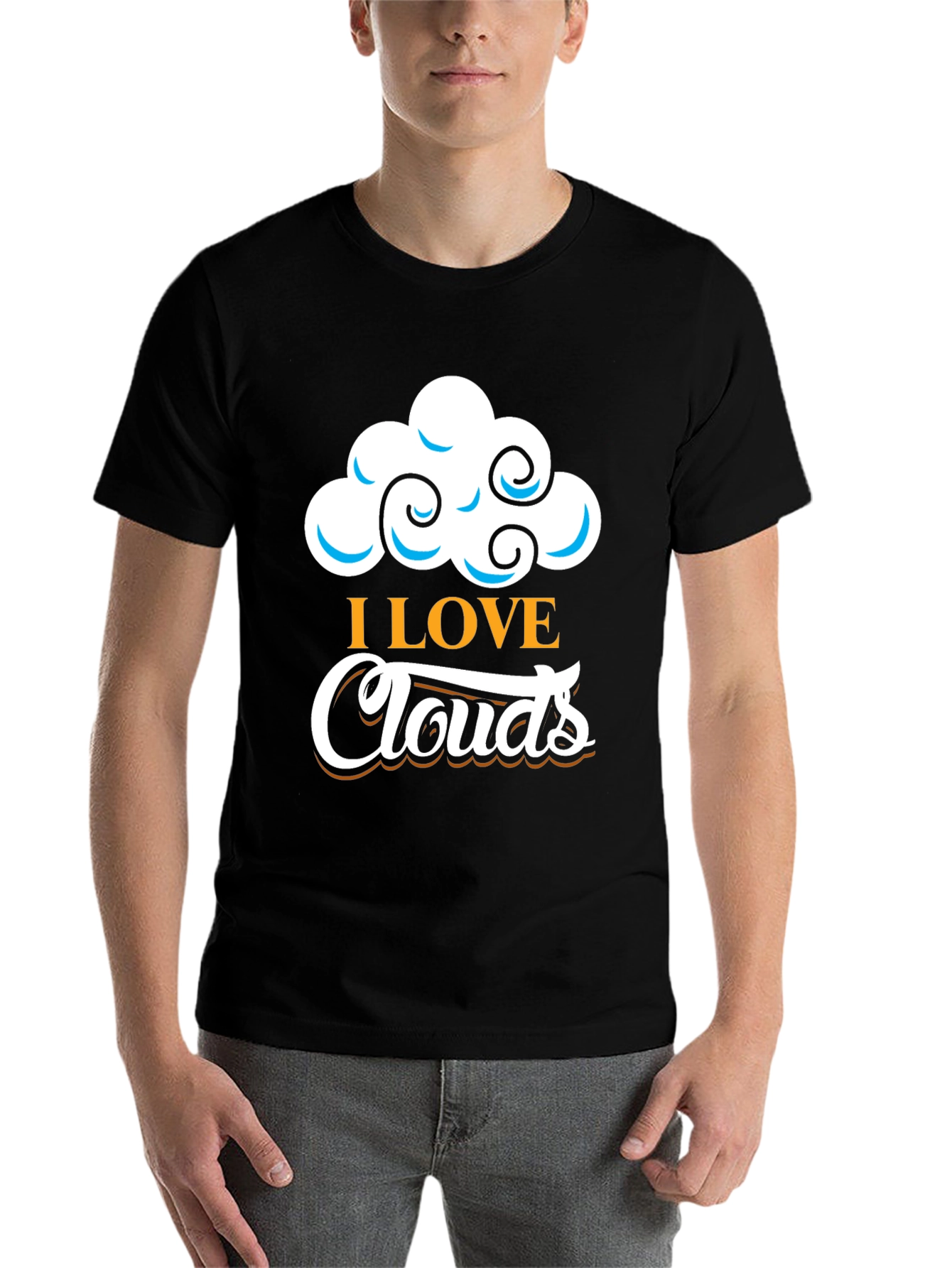 Black I Love Clouds Graphic T-Shirt - Black Cotton Blend view 7