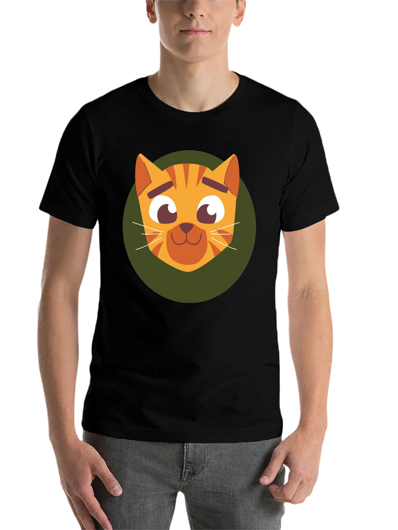 Black Cute Cartoon Cat Graphic T-Shirt - Soft Black Tee view 7