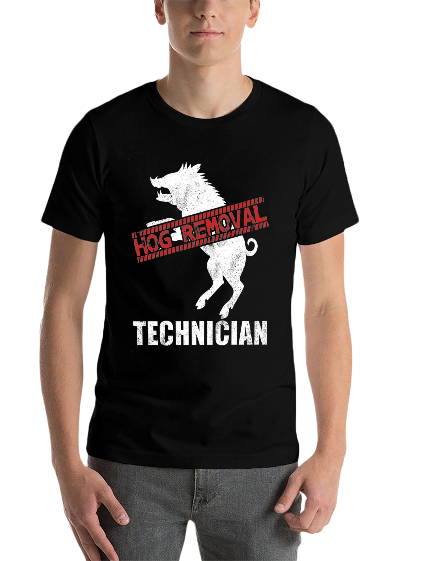 Black Hog Removal Technician Graphic Tee view 7