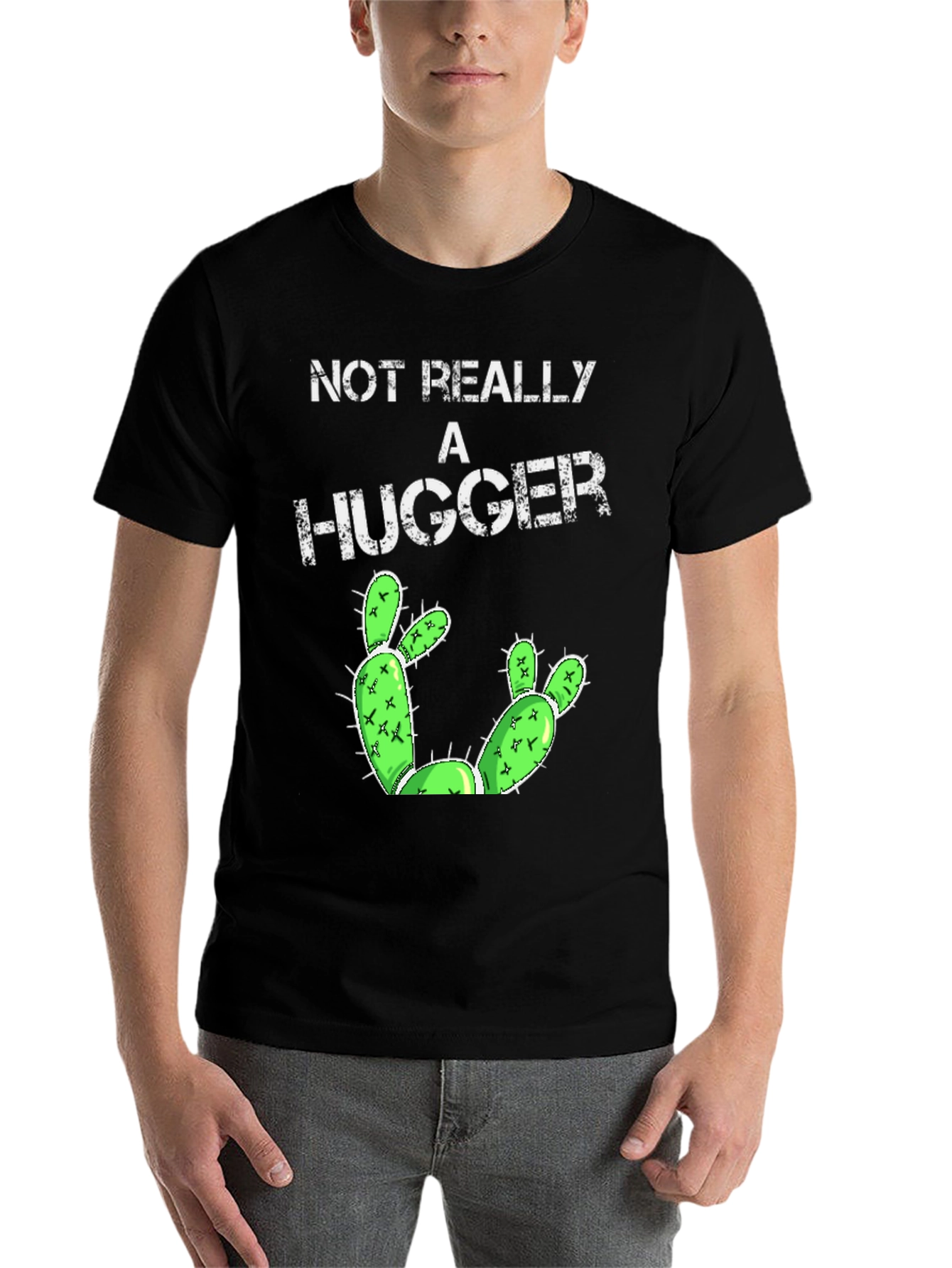 Black Not Really A Hugger Cactus Graphic Tee view 7