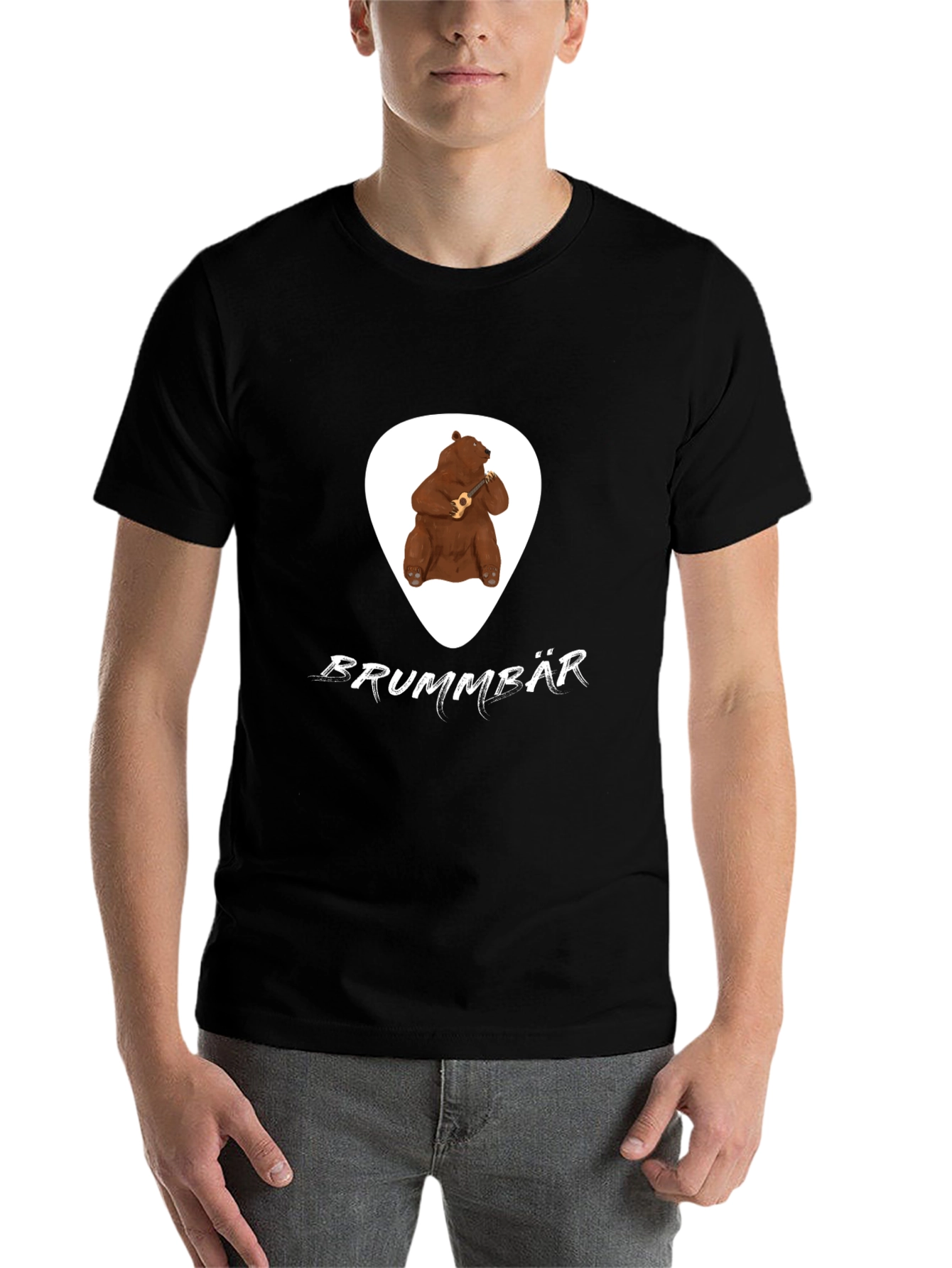 Black Brummbär Bear Ukulele T-Shirt - Black Cotton Tee view 7