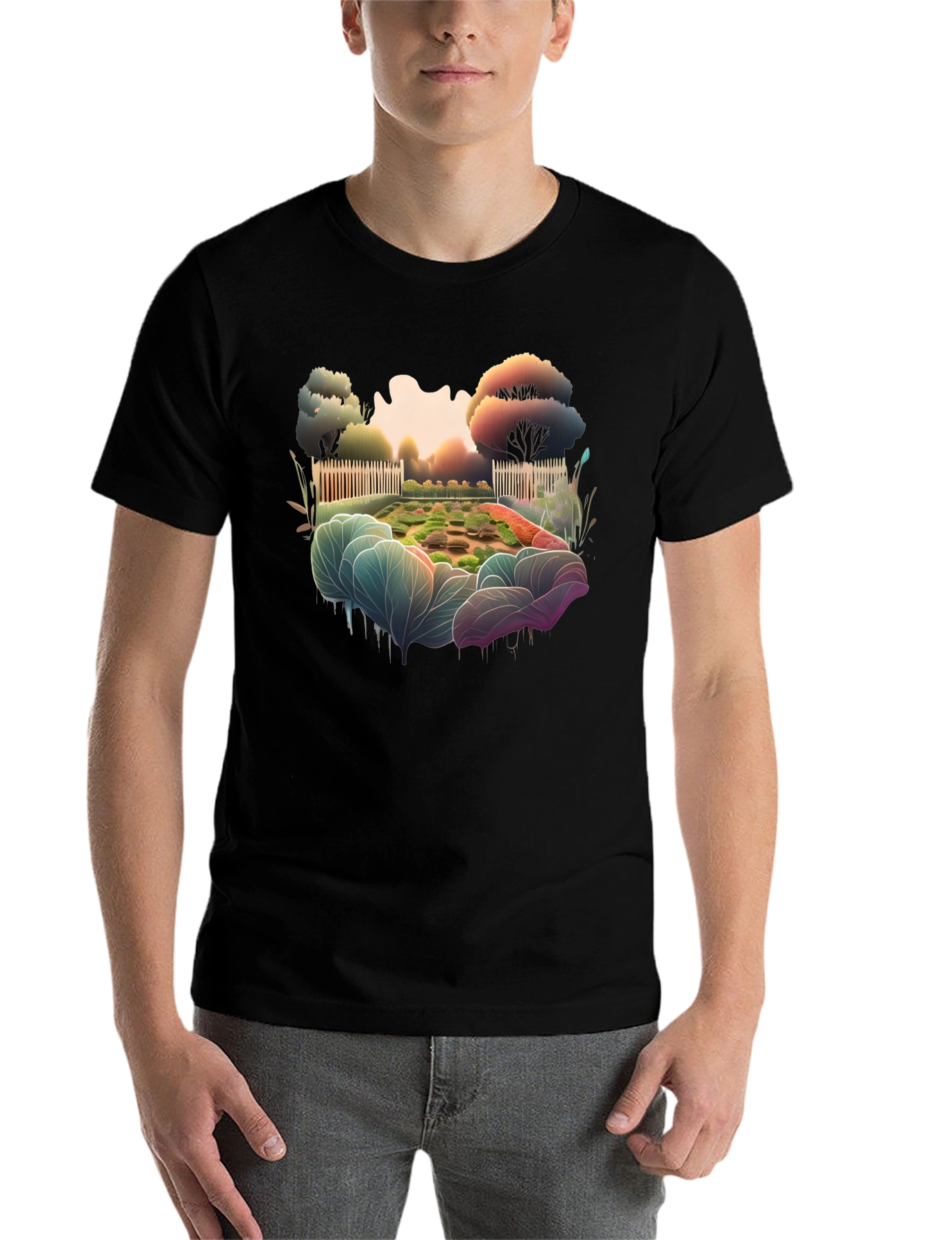 Garden Scene Graphic Tee - Black - 7