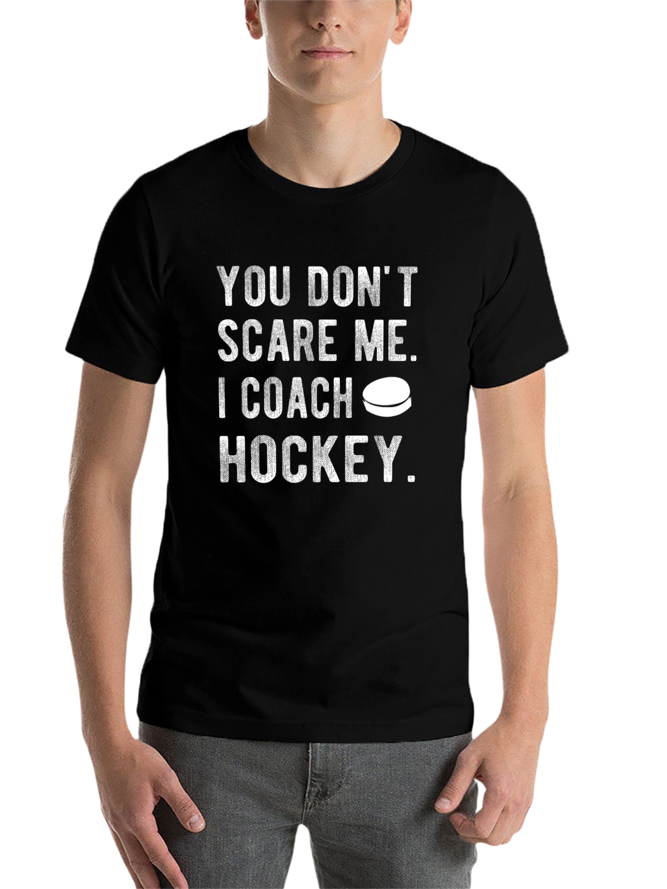 Black Hockey Coach Graphic Tee - You Don't Scare Me view 7