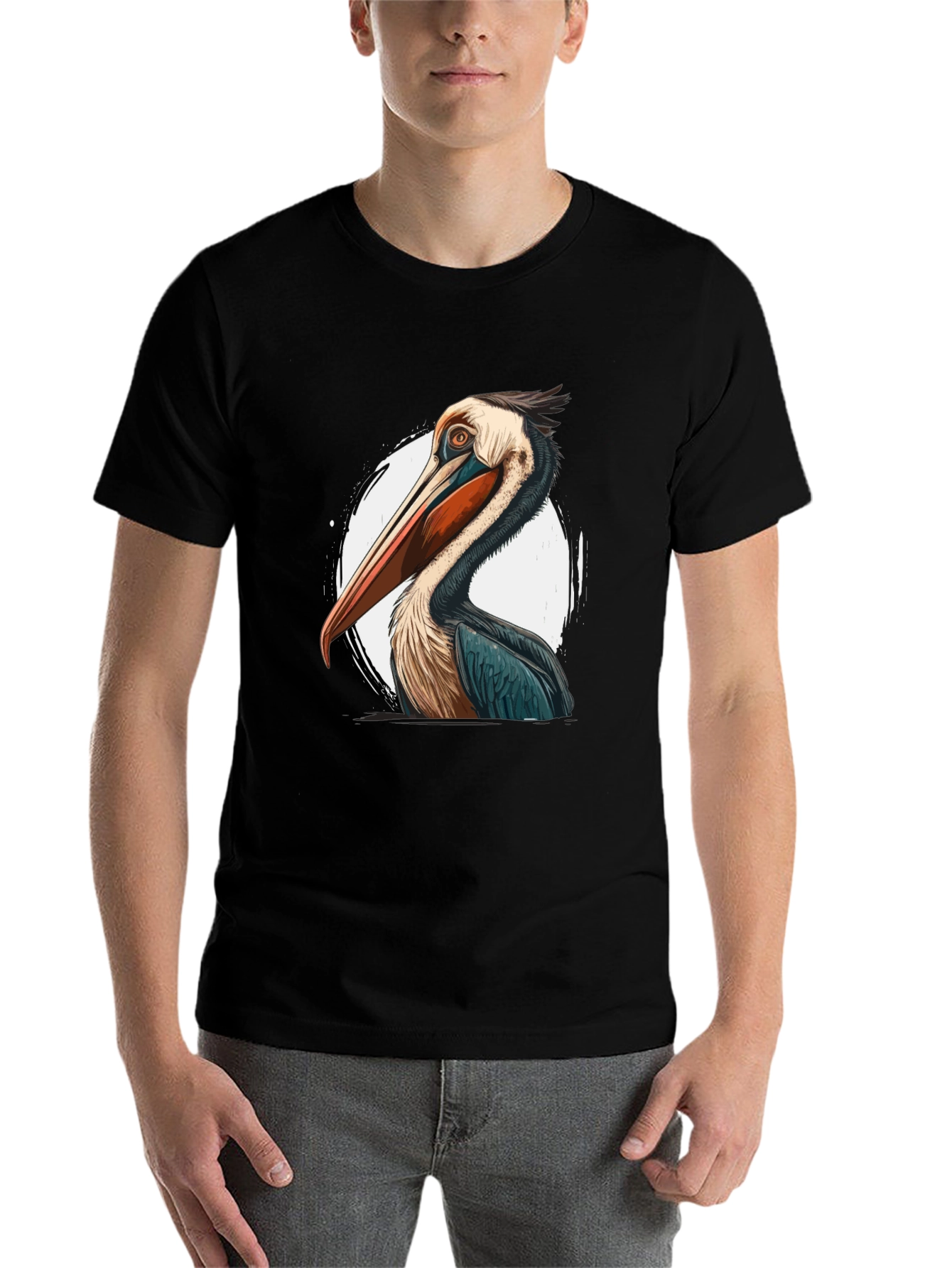 Black Pelican Graphic Tee - Unique Bird Design view 7