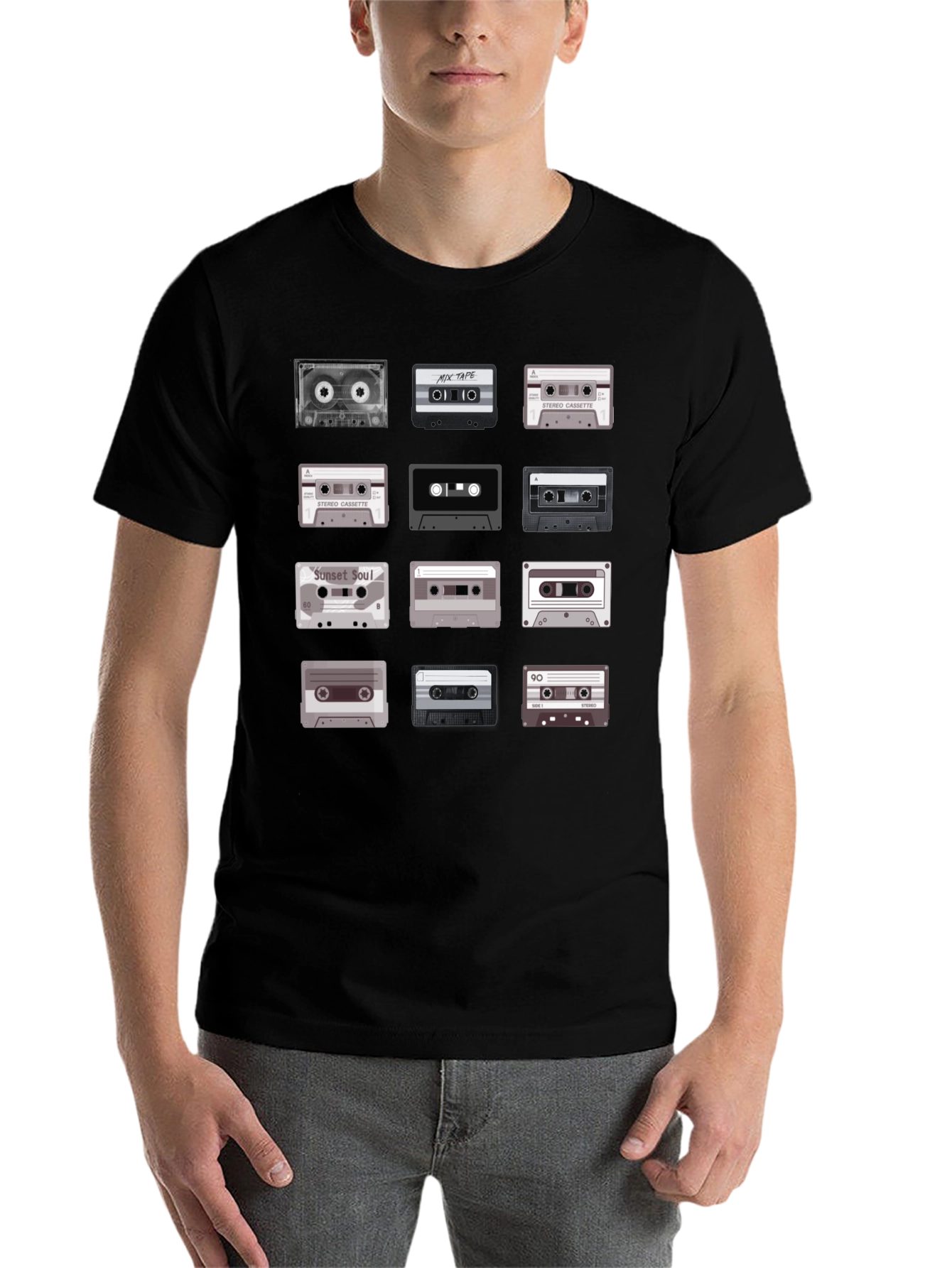 Black Retro Cassette Tape Graphic Tee - Music Lover T-Shirt view 7