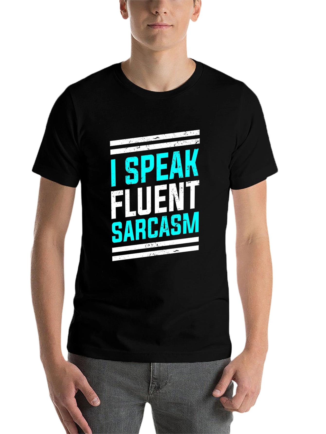 Black I Speak Fluent Sarcasm Graphic T-Shirt view 7