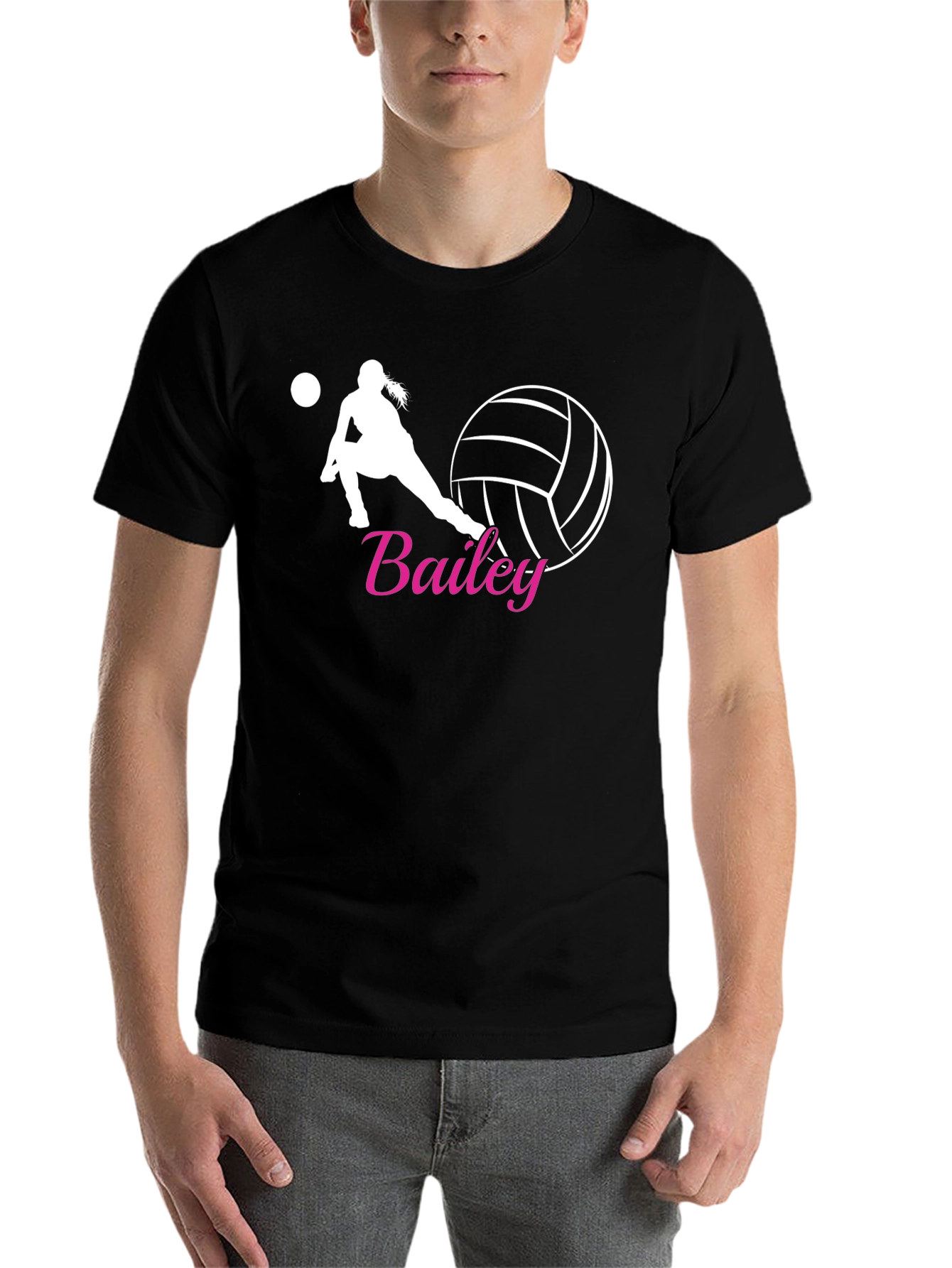 Volleyball Player Personalized Black T-Shirt - 7